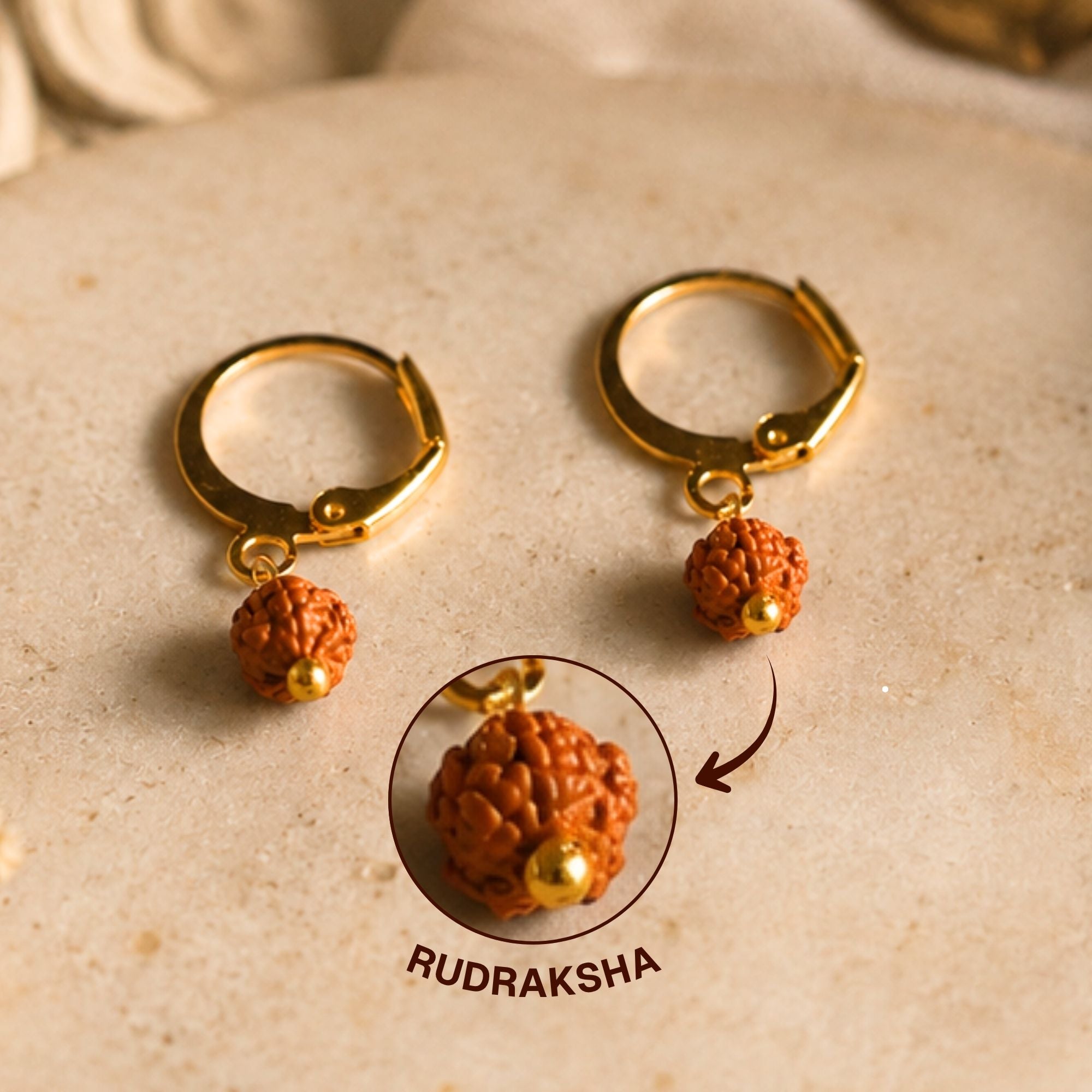 5 Mukhi Rudraksha Hoop Earrings - Pack of 2 Pairs - Image 2