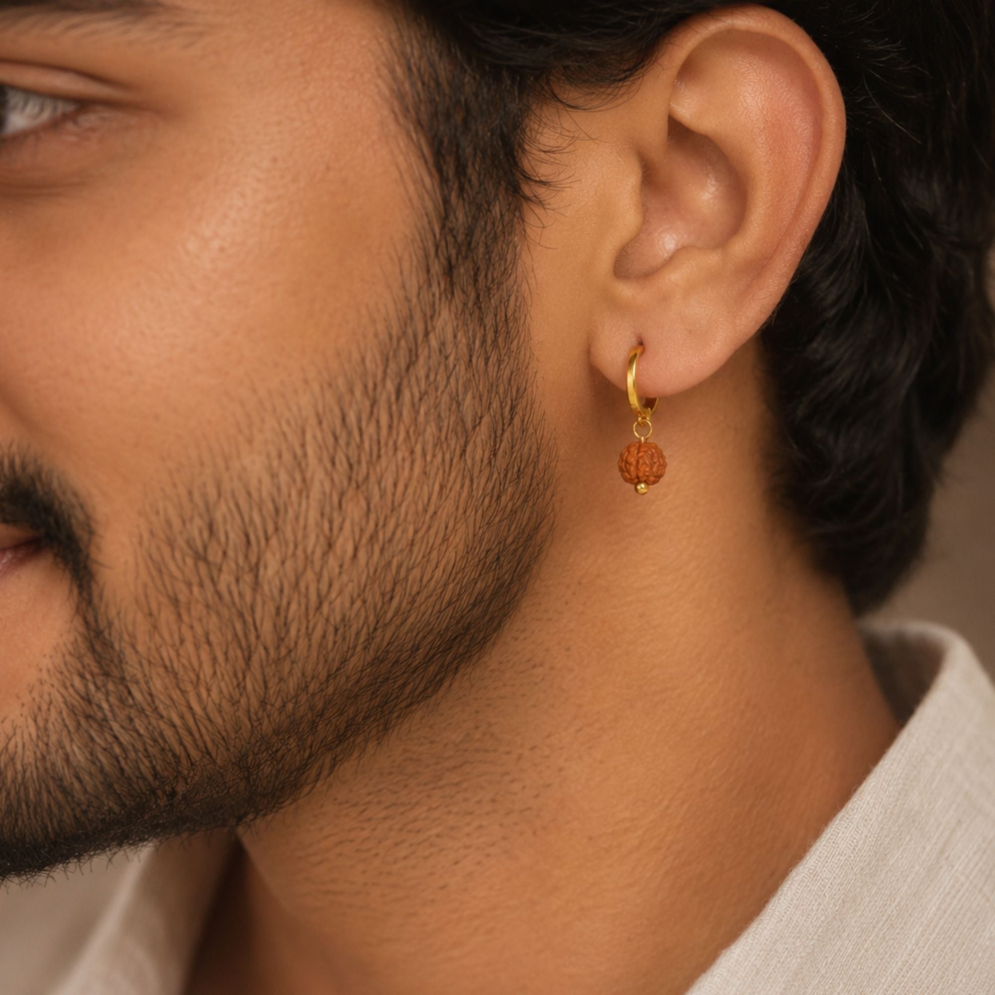 5 Mukhi Rudraksha Hoop Earrings - Pack of 2 Pairs - Image 3
