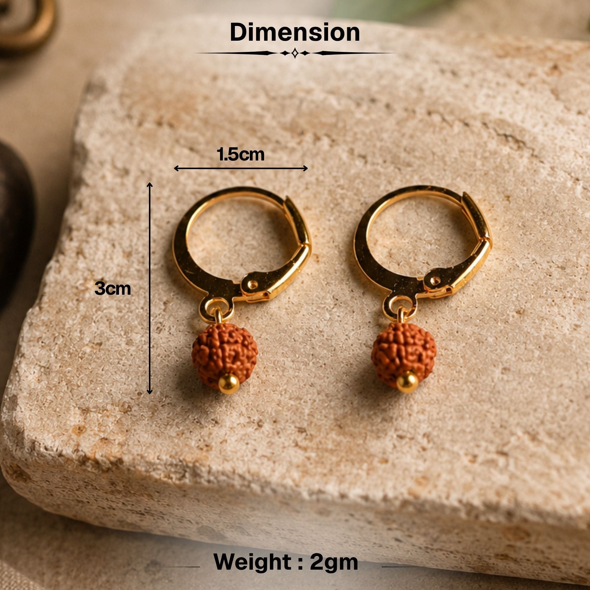 5 Mukhi Rudraksha Hoop Earrings - Pack of 2 Pairs - Image 5