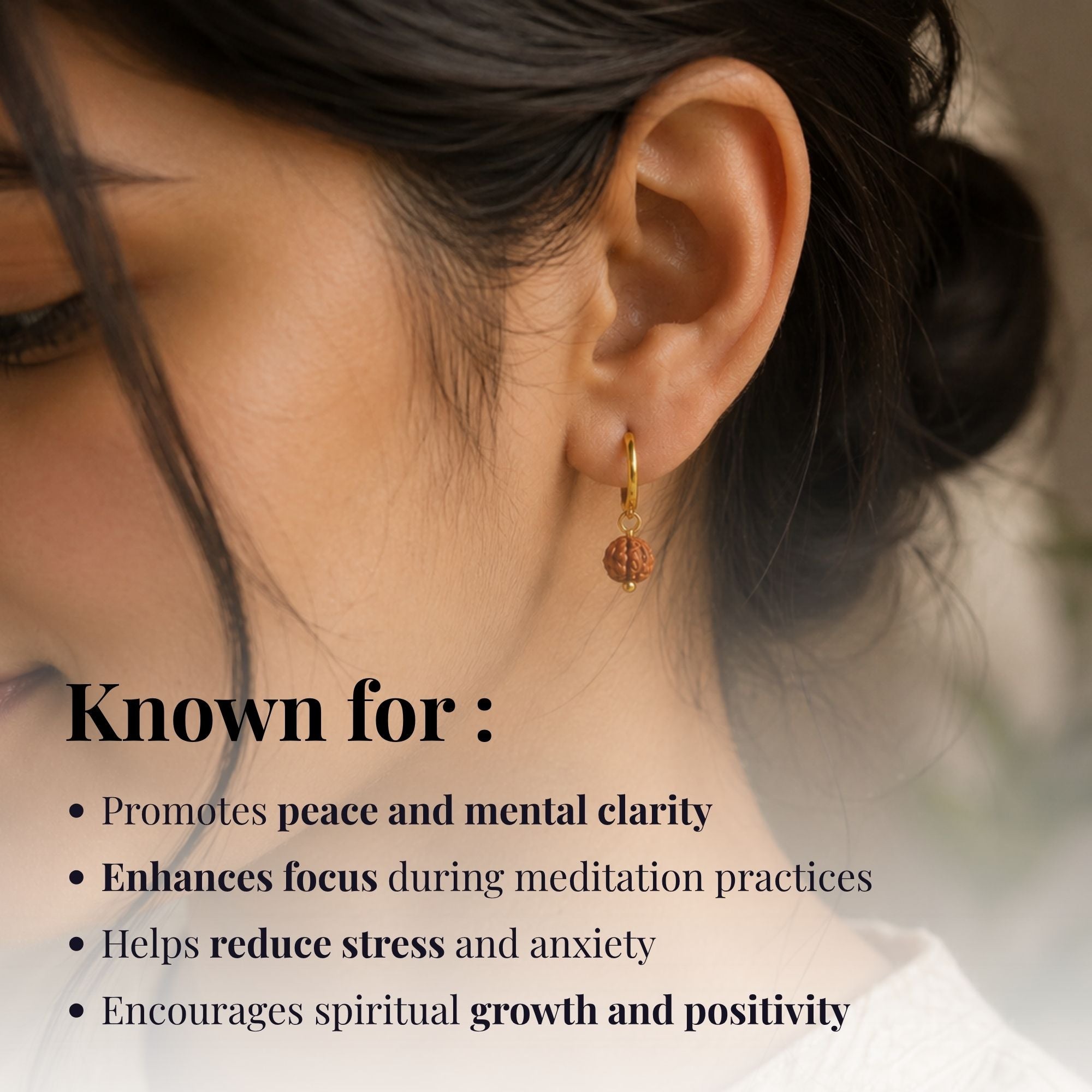 5 Mukhi Rudraksha Hoop Earrings - Pack of 2 Pairs - Image 8