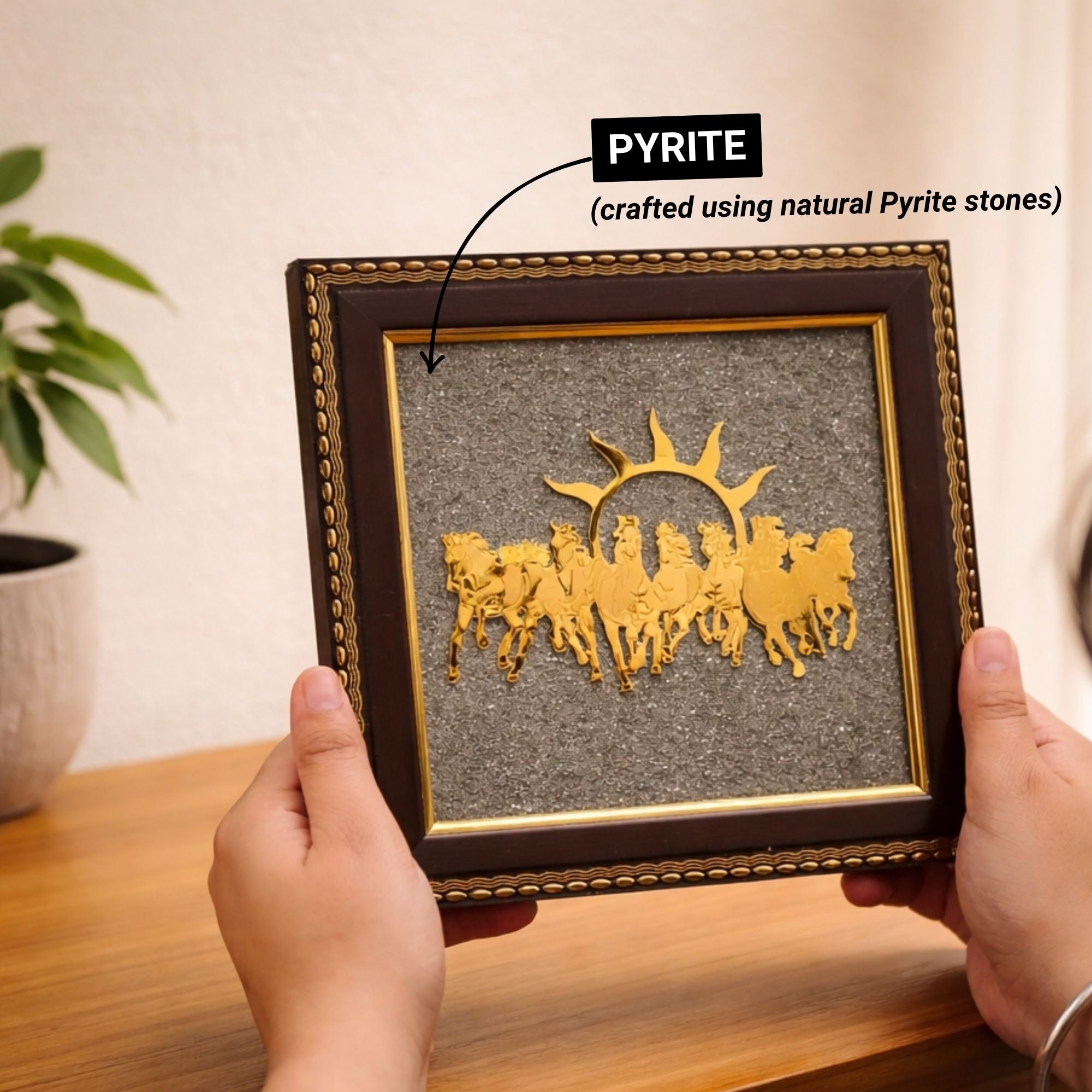 7 Horses Pyrite Frame for Vaastu - Image 2