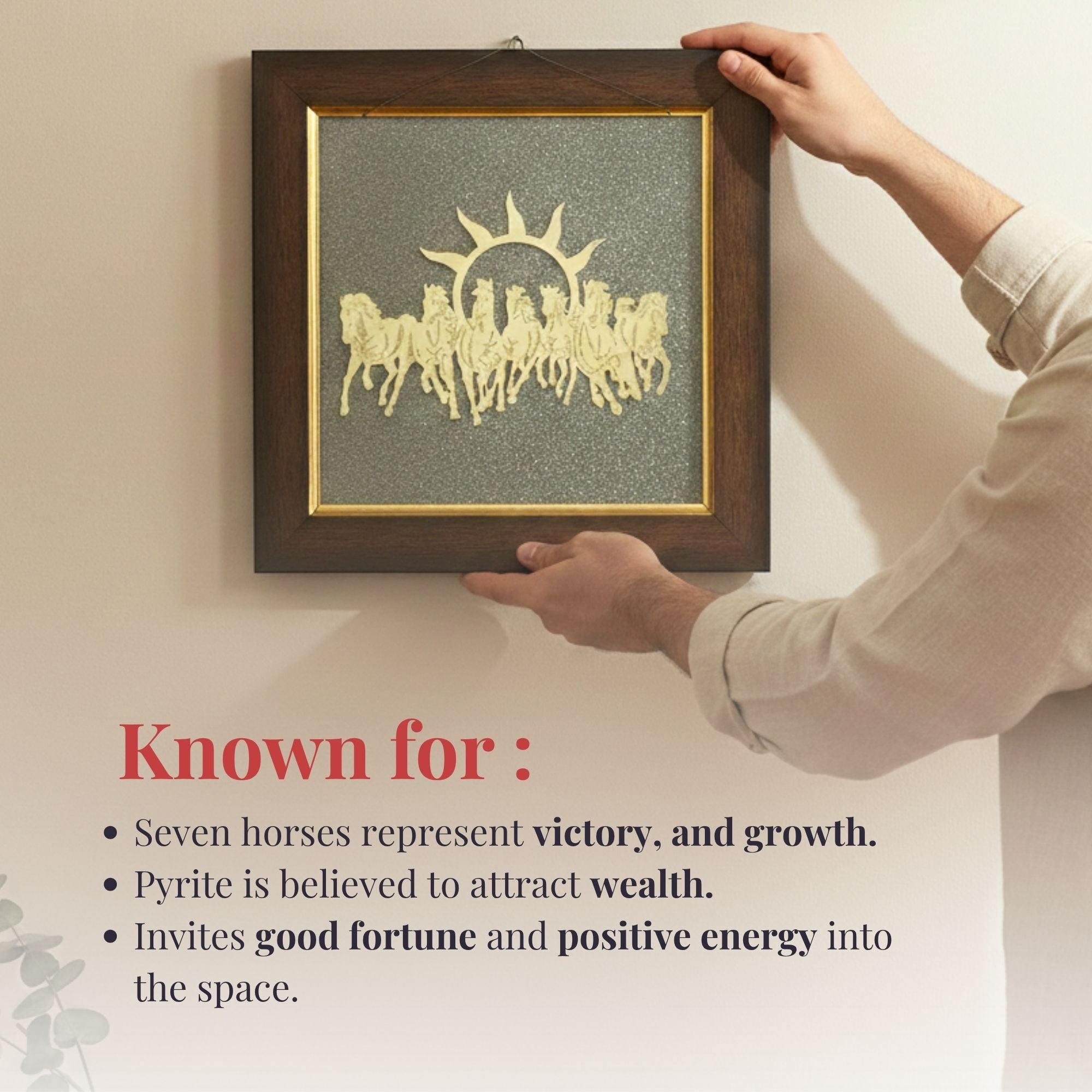 7 Horses Pyrite Frame for Vaastu - Image 6