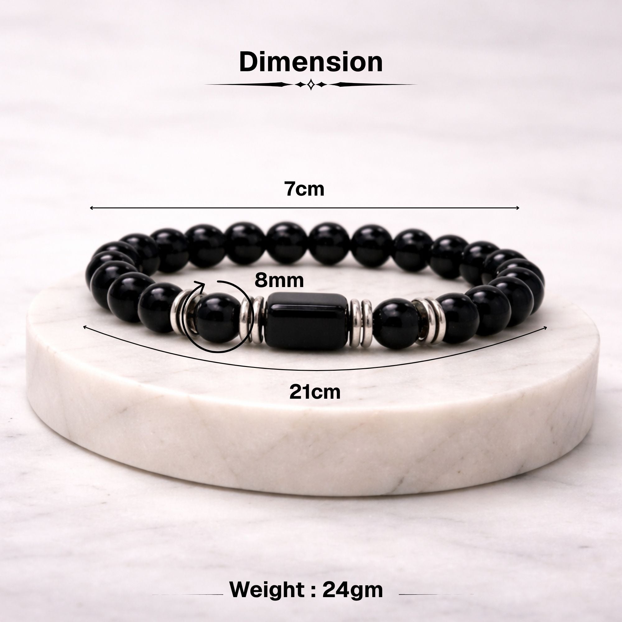 Black Onyx Zodiac Band – Aquarius (कुंभ राशि) - Image 4