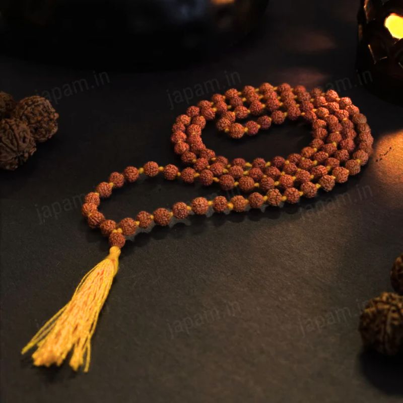 Brown Nanhe Rudraksha 108+1 Beads Mala for Kids - Image 4