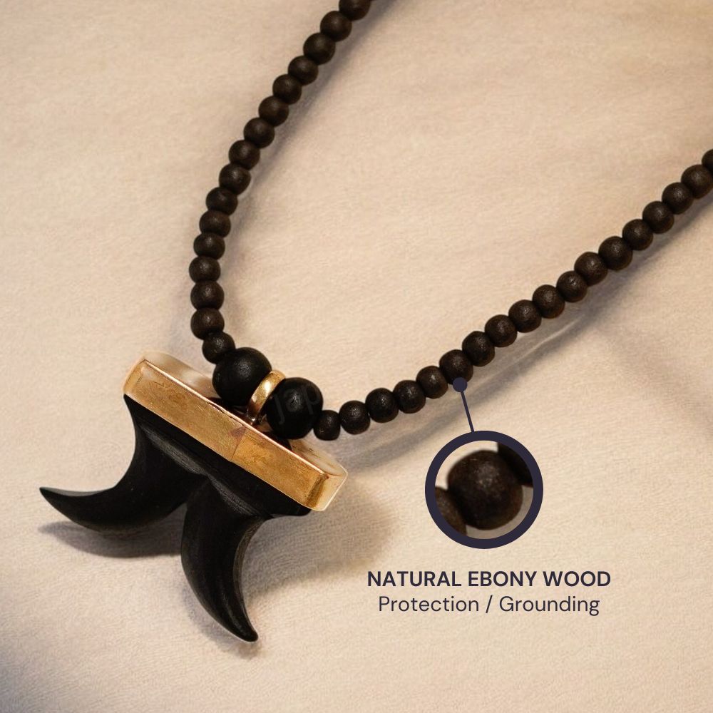 Dual Tiger Nail Teeth Karungali Necklace - Natural Ebony Wood - Image 2