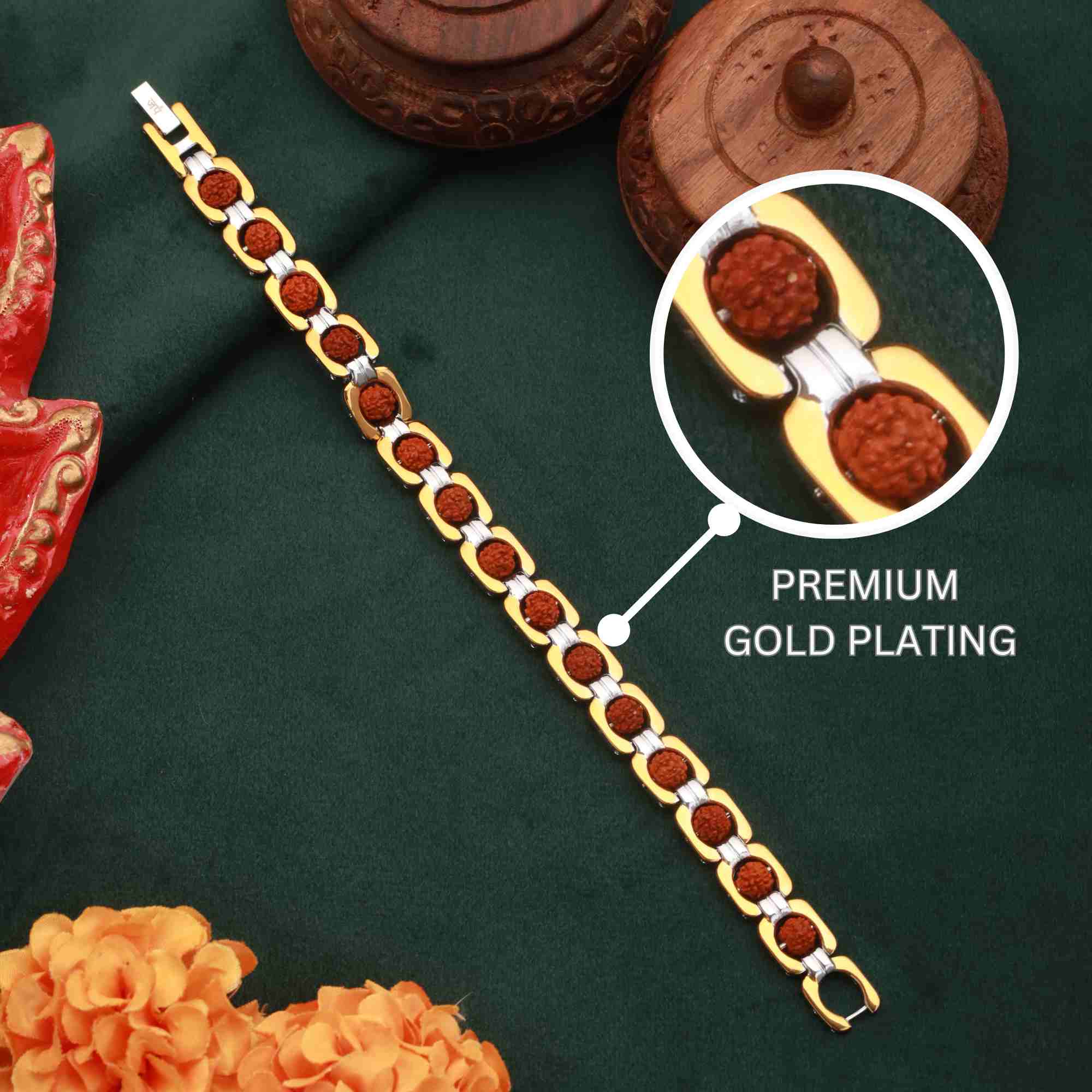 Gold Plated DuoTone Rudraksha Bracelet - Image 2