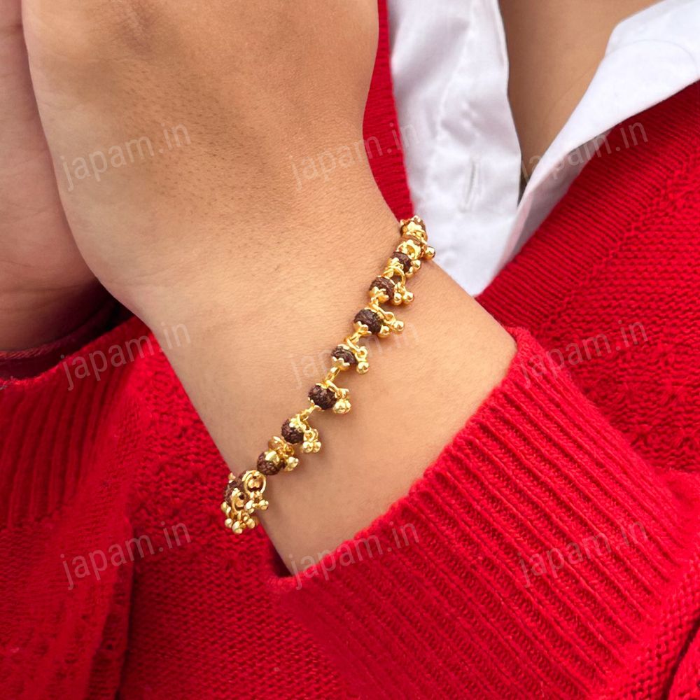 Gold Plated Elemental Rudraksha Bracelet For Women - Image 4