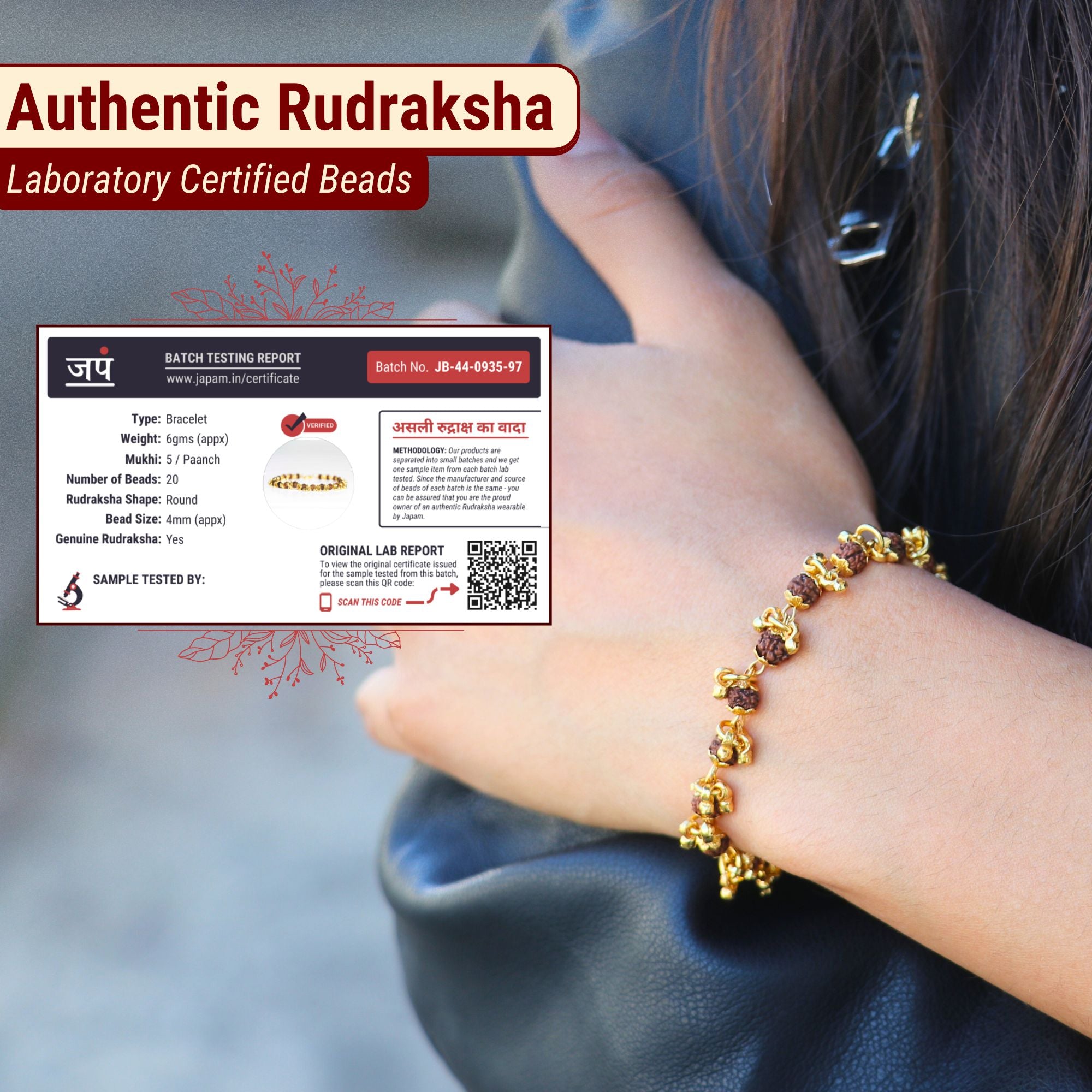 Gold Plated Elemental Rudraksha Bracelet For Women - Image 6
