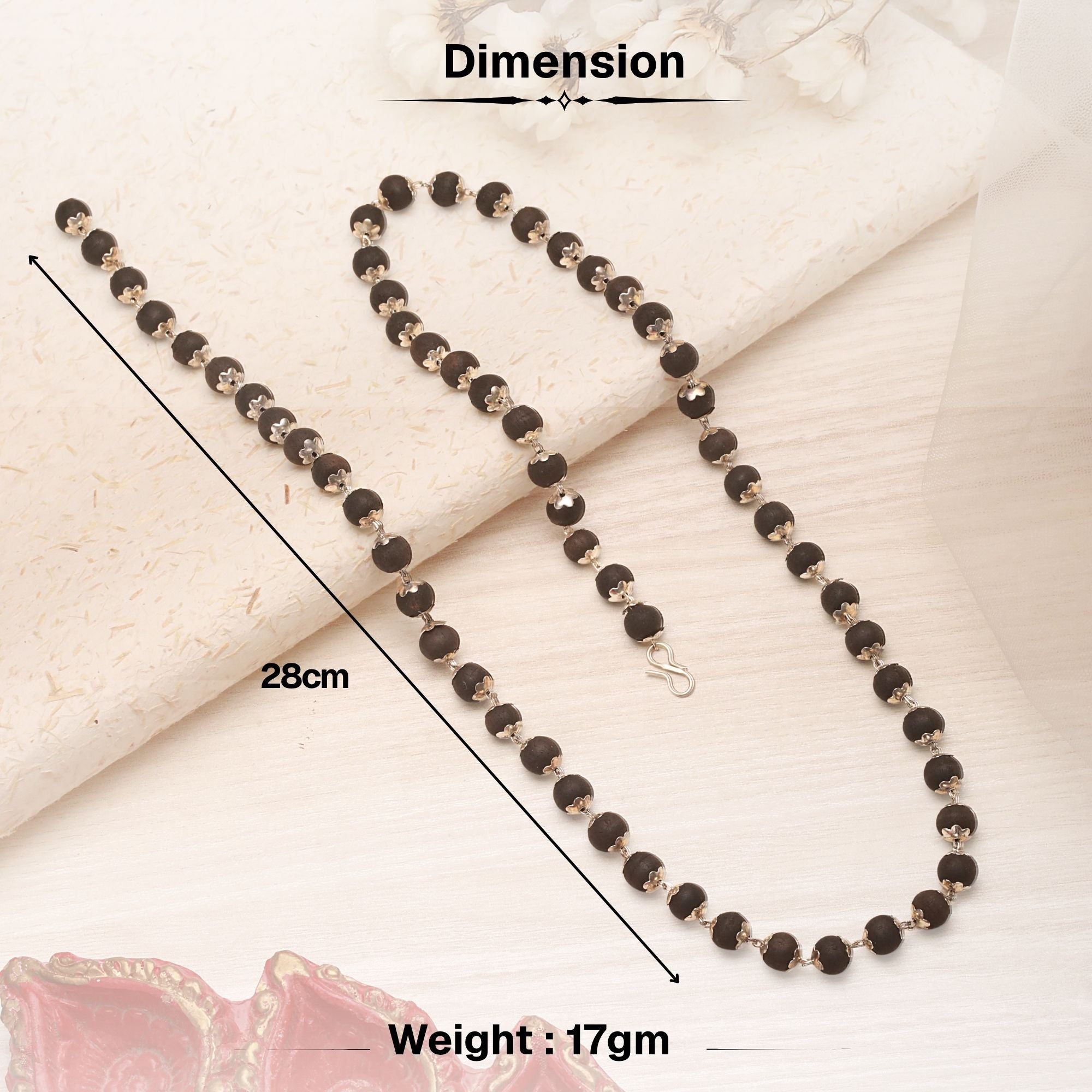 Silver Plated Eternal Karungali Mala - Natural Ebony Wood (Govt. Certified) - Image 3