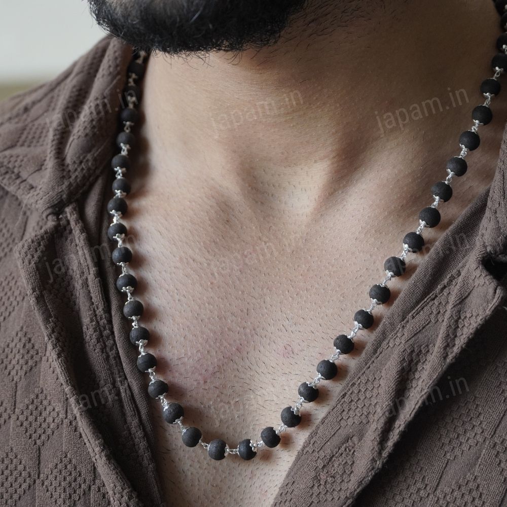 Silver Plated Eternal Karungali Mala - Natural Ebony Wood (Govt. Certified) - Image 6