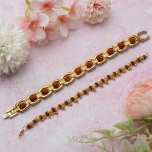 Gold Plated Essential+ Elemental Rudraksha Bracelet Combo