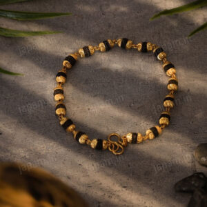 Gold Plated Black Grace Rudraksha Bracelet - For Women