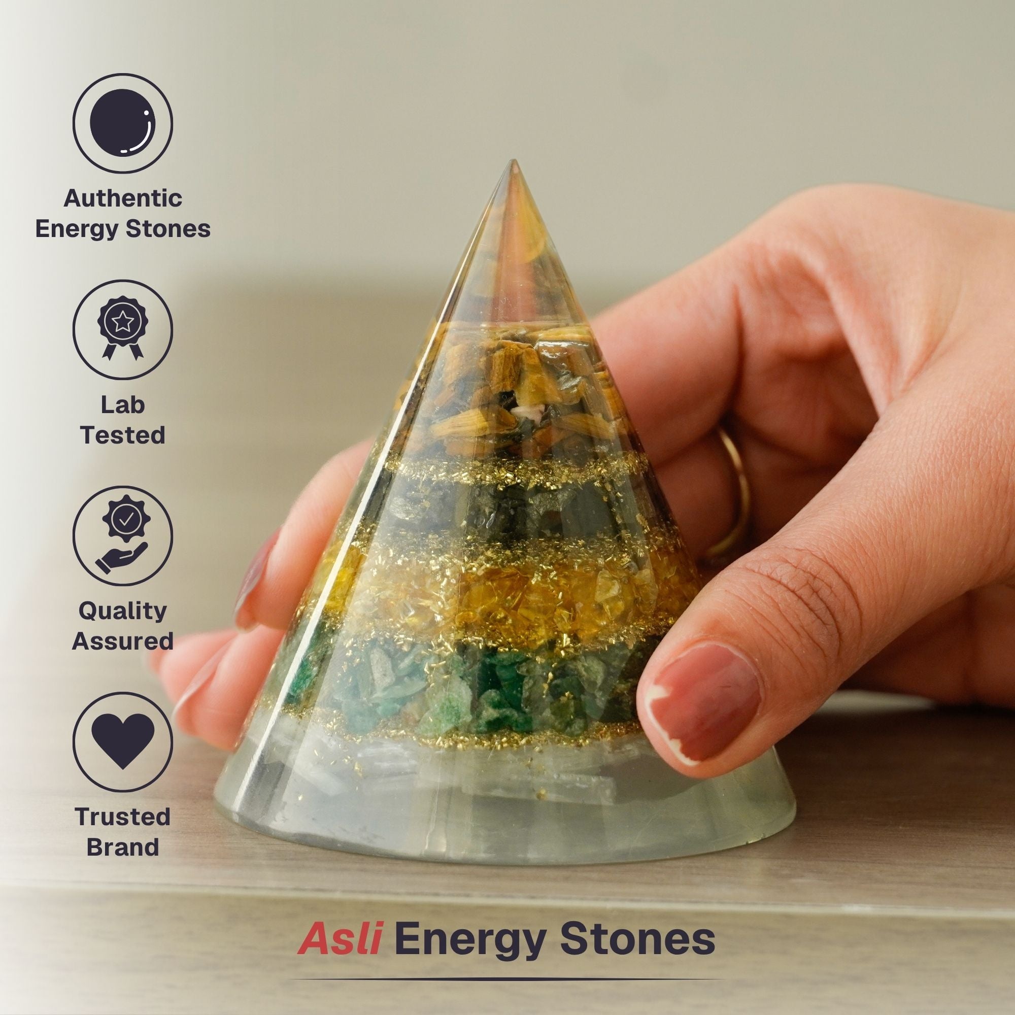 Money Magnet Conical Pyramid with Selenite Base for Vaastu - Image 5