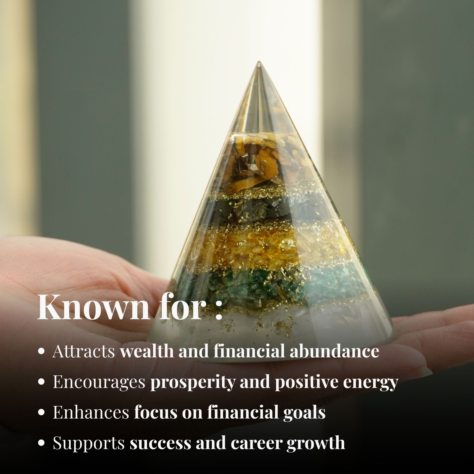 Money Magnet Conical Pyramid with Selenite Base for Vaastu - Image 6