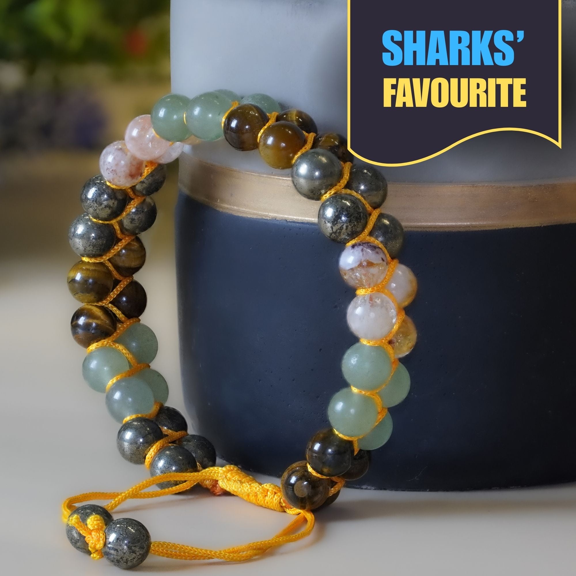 Money Magnet Double Fusion Tie-Up Band with Pyrite, Tiger Eye, Citrine & Aventurine Beads