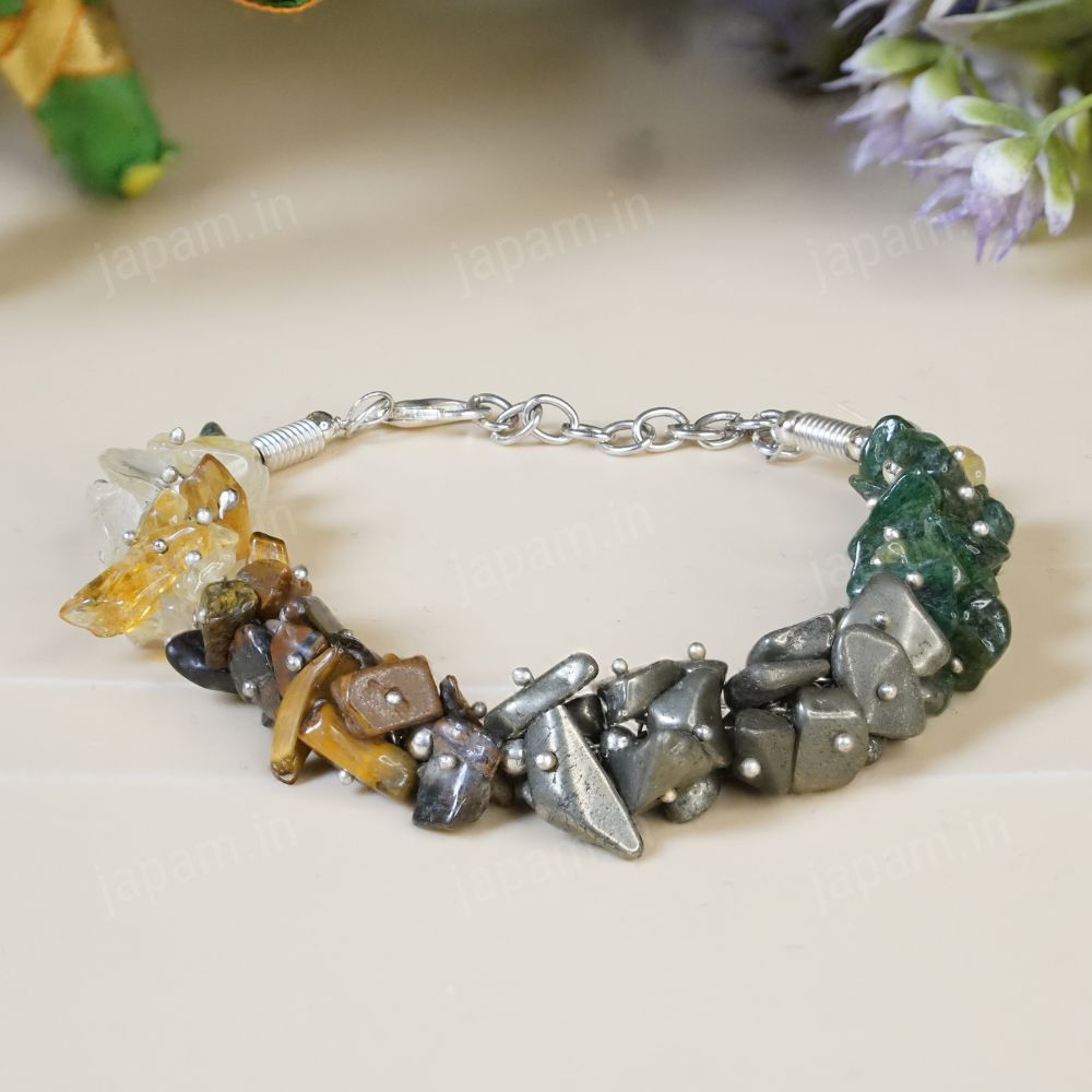 Money Magnet Splash Bracelet with Pyrite, Tiger Eye, Citrine & Aventurine Beads