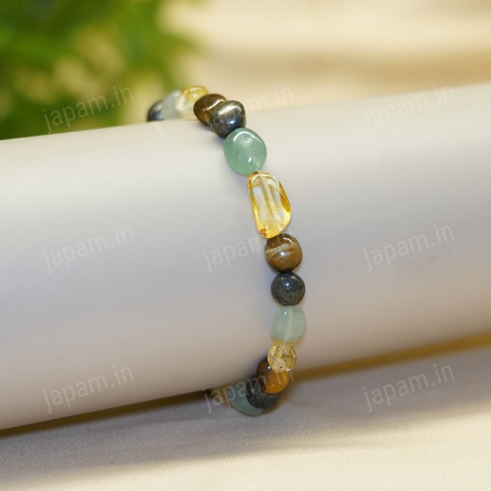 Money Magnet Tumble Stone Band - Pyrite, Tiger Eye, Citrine & Aventurine Beads