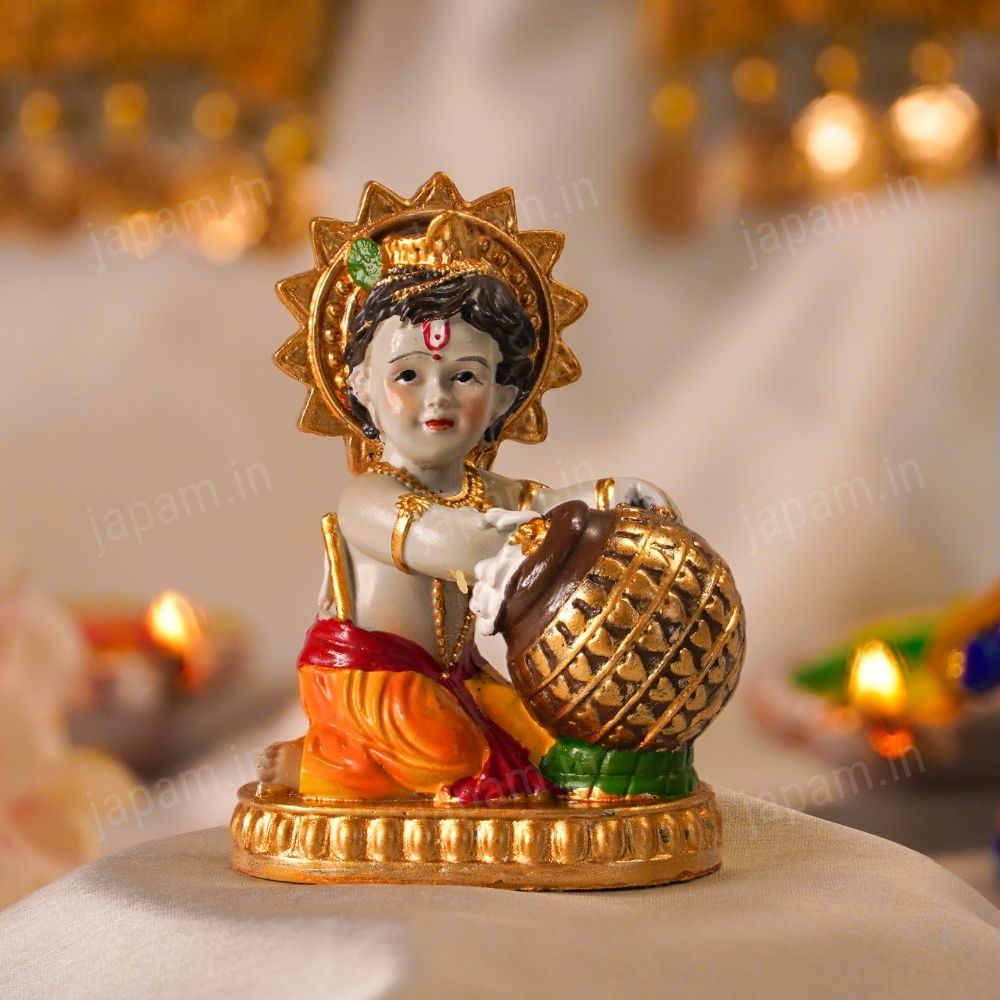 Natkhat Bal Krishna Idol with Makhan Handi