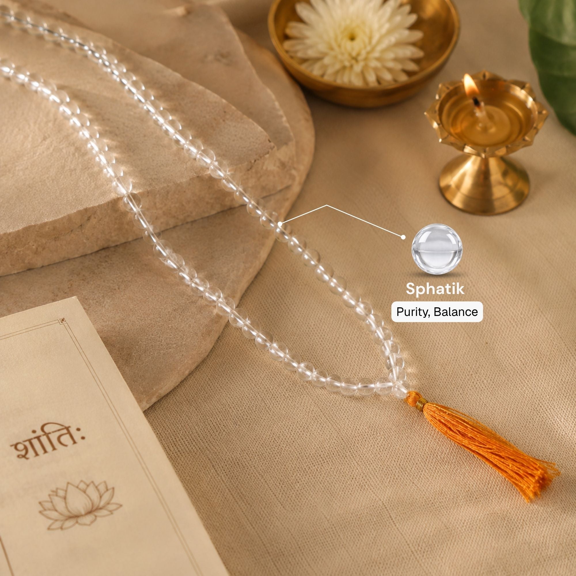 Natural Sphatik Mala - 108+1 Beads - Image 2