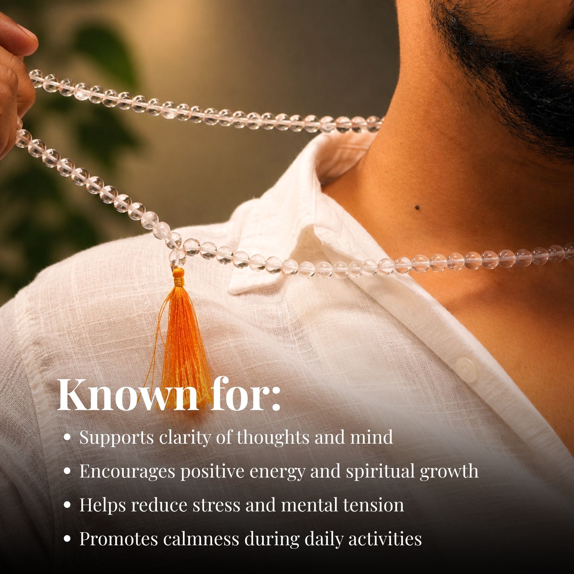 Natural Sphatik Mala - 108+1 Beads - Image 6