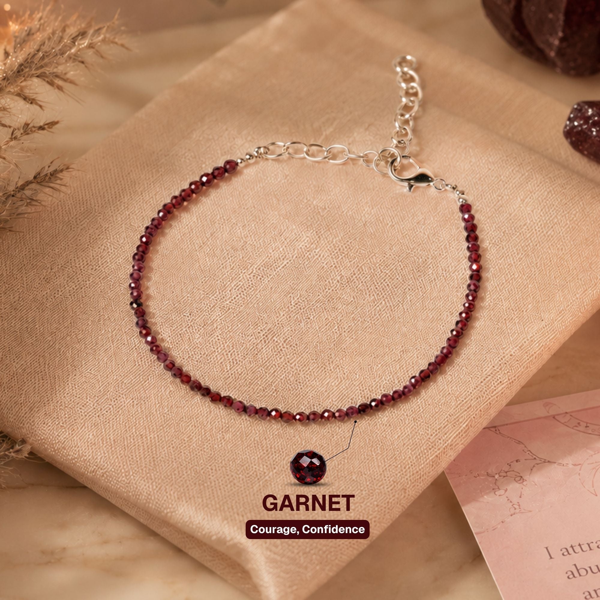 Diamond Cut Garnet Anklet - Image 2
