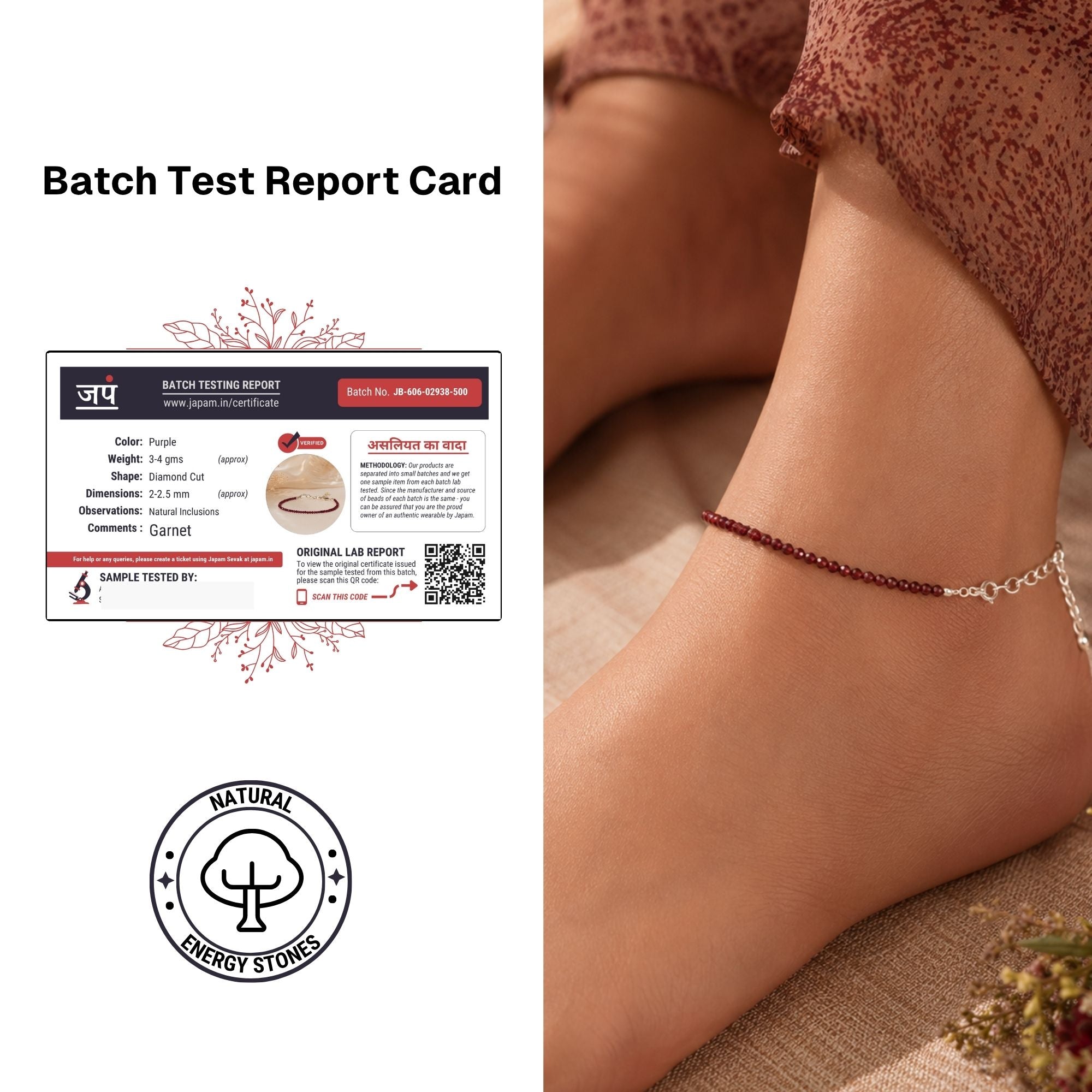 Diamond Cut Garnet Anklet - Image 4
