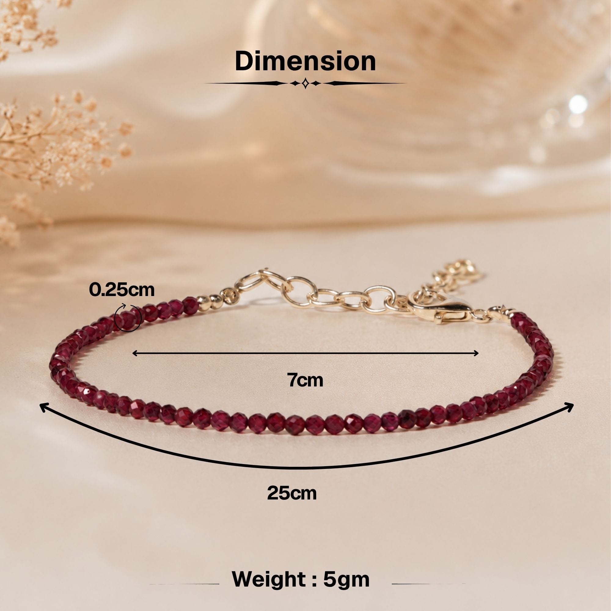 Diamond Cut Garnet Anklet - Image 5