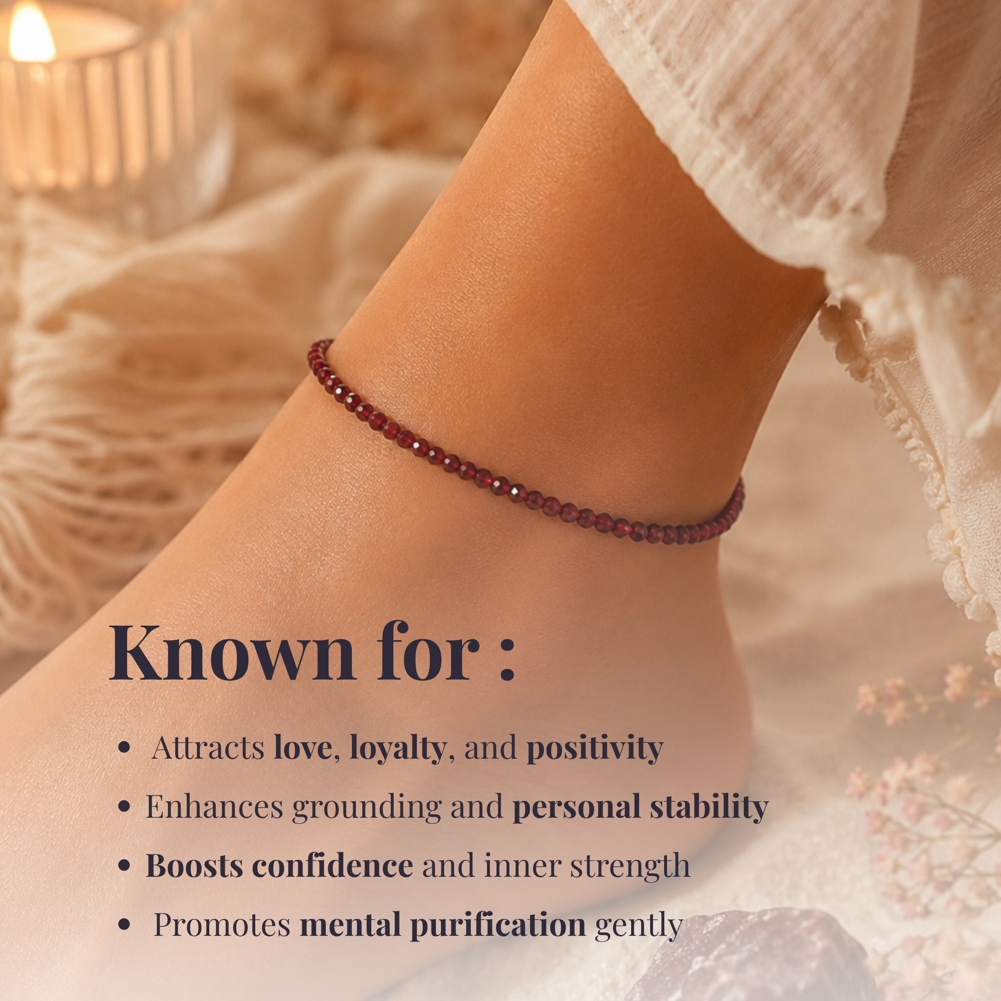 Diamond Cut Garnet Anklet - Image 7