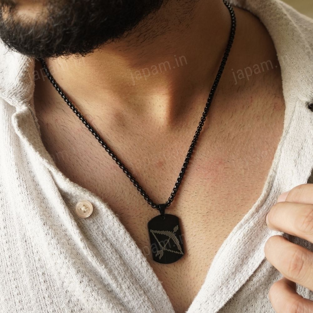 Shree Ram Baan Carved Tag Necklace For Men - Image 2
