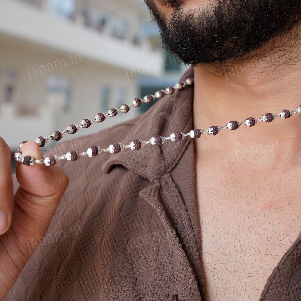 Silver Plated Elegant Rudraksha Mala - Image 4