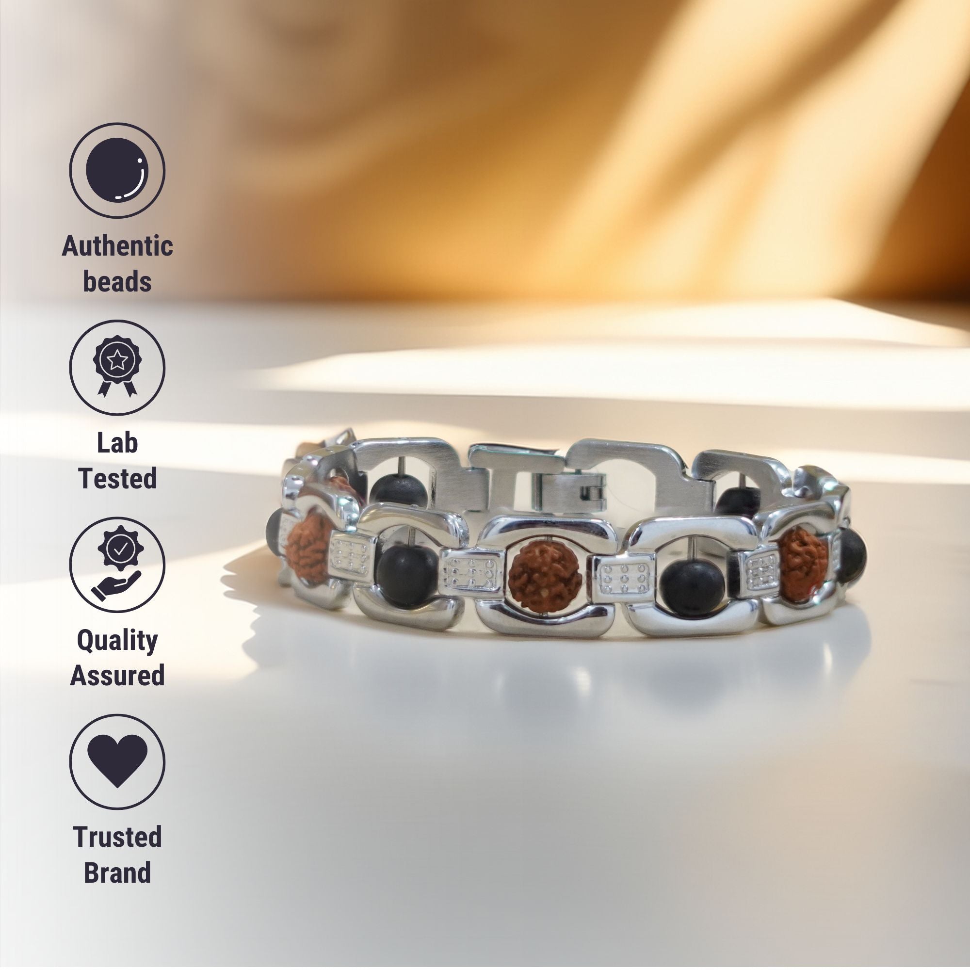 Silver Plated Essential Rudraksha Karungali Bracelet - Image 6
