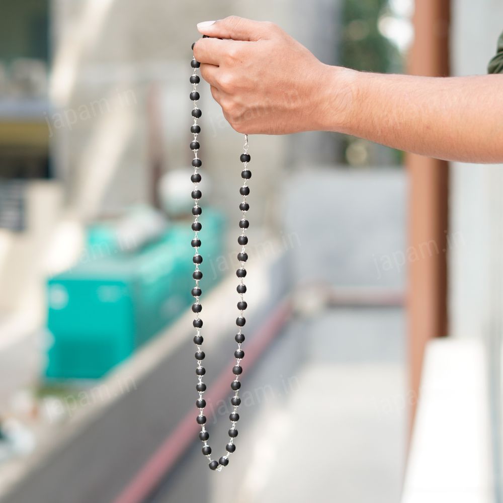 Silver Plated Eternal Karungali Mala - 9mm Beads - Image 3