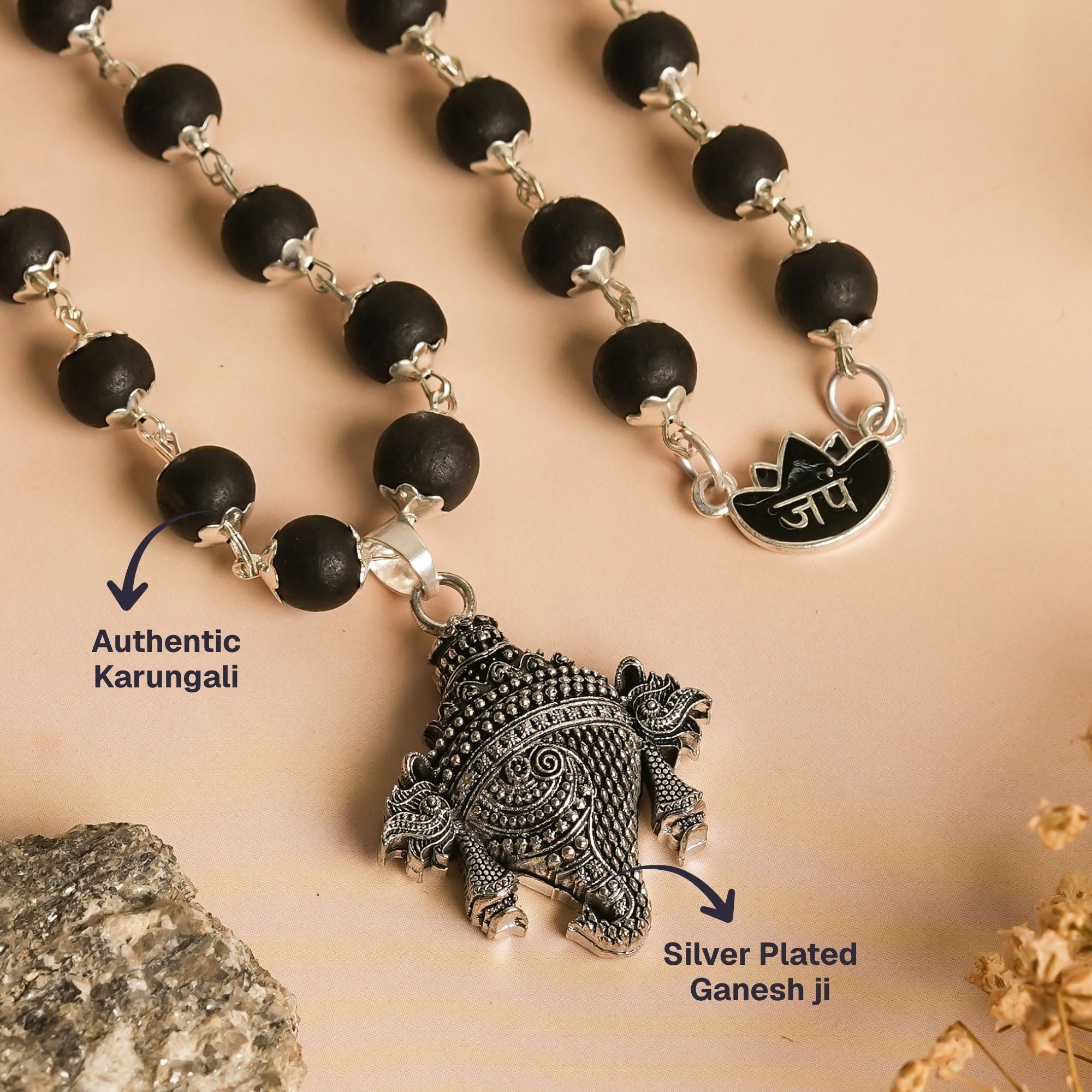 Silver Plated Ganesh Karungali Mala - Image 2