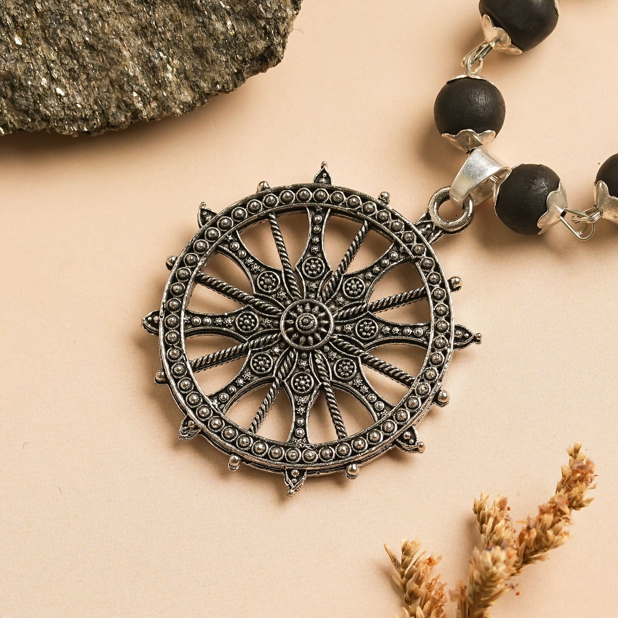 Silver Plated Karungali Sudarshan Chakra Mala - Image 3