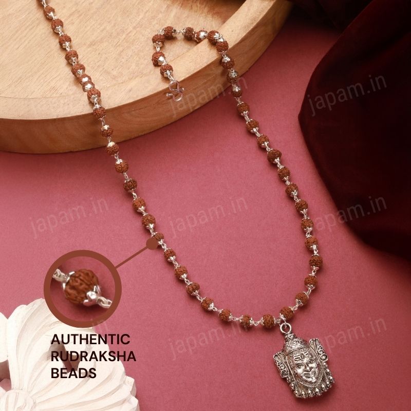 Silver Plated Mahakal Rudraksha Mala - Image 3