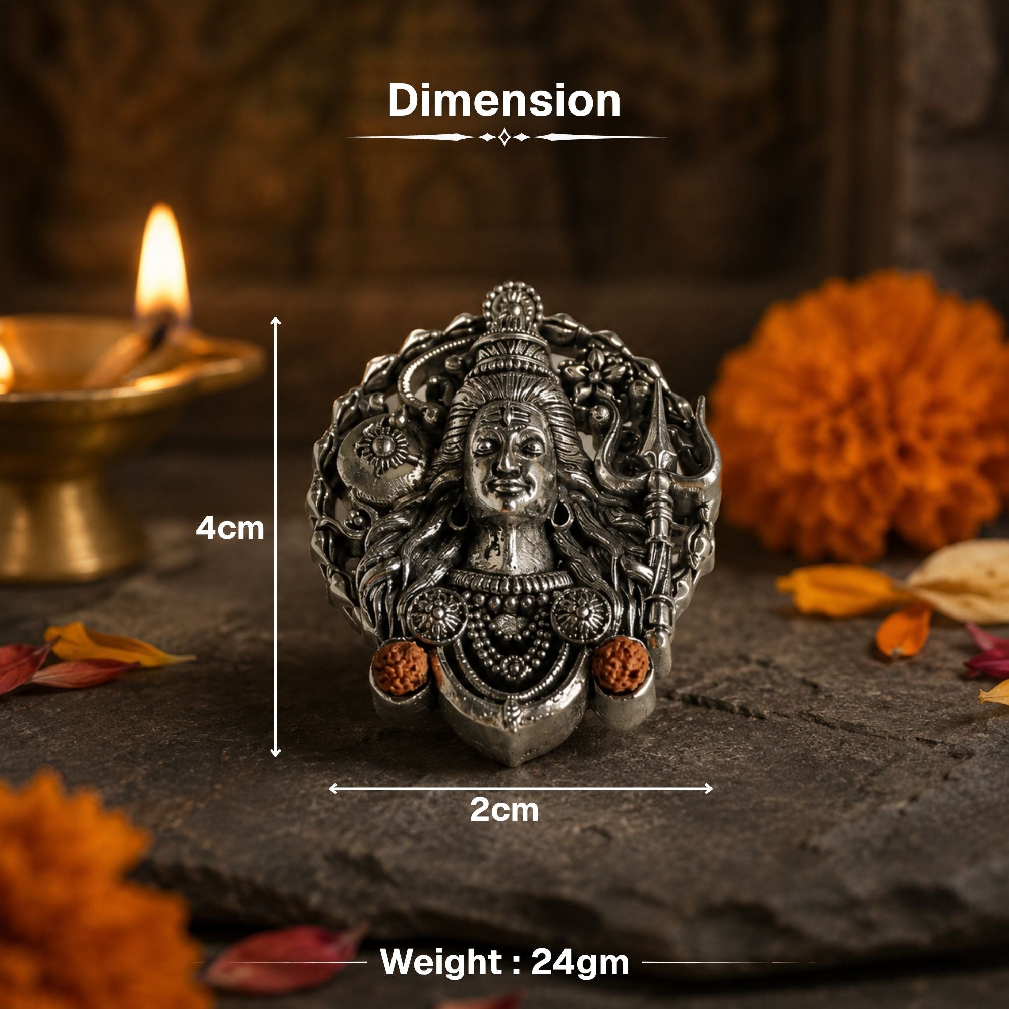 Silver Plated Rudra Roop Shiva Brooch - Image 2