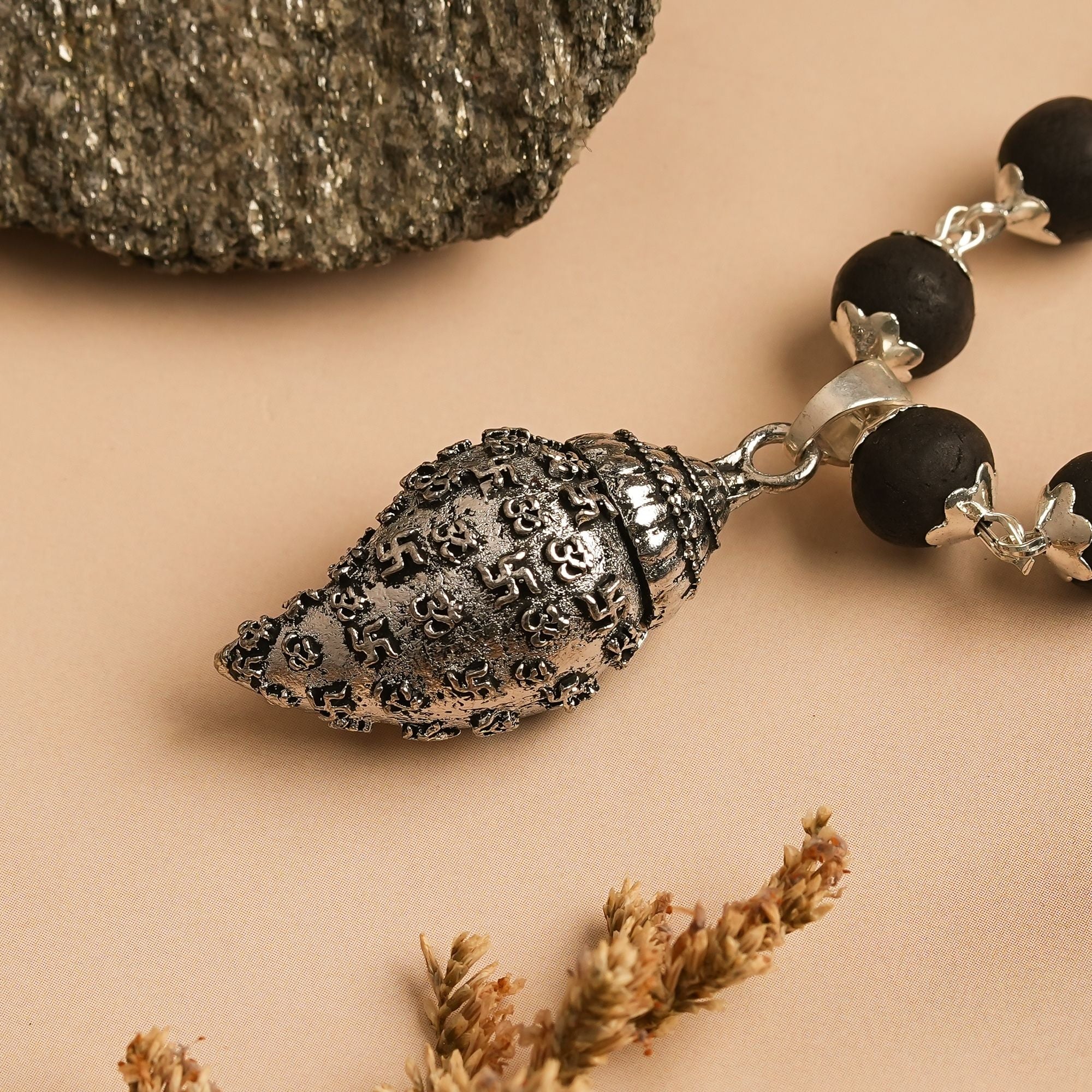 Silver Plated Shankh Karungali Mala - Image 2