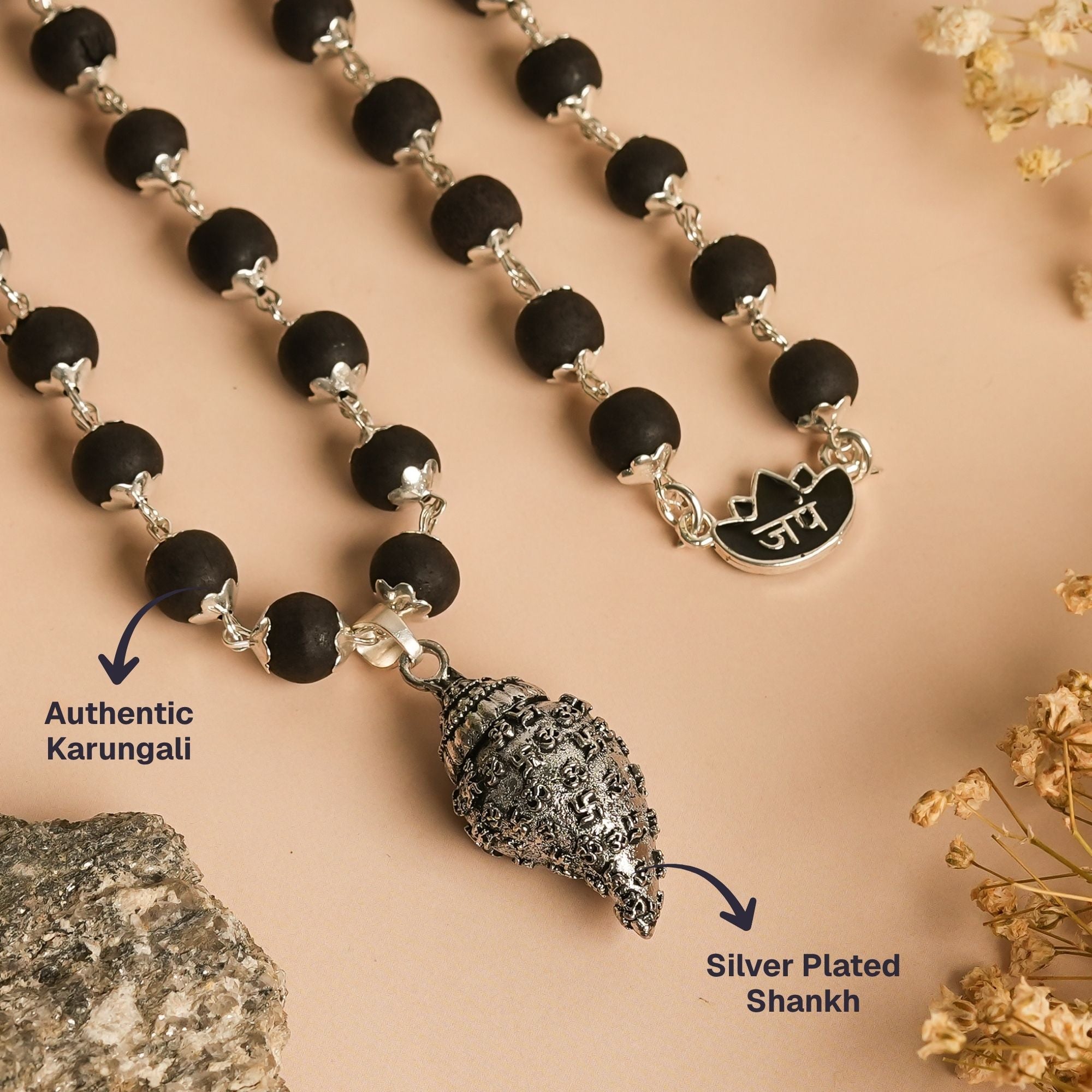 Silver Plated Shankh Karungali Mala - Image 3