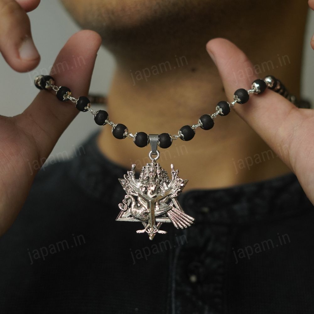 Silver Plated Shanmukha Karungali Necklace - Image 2