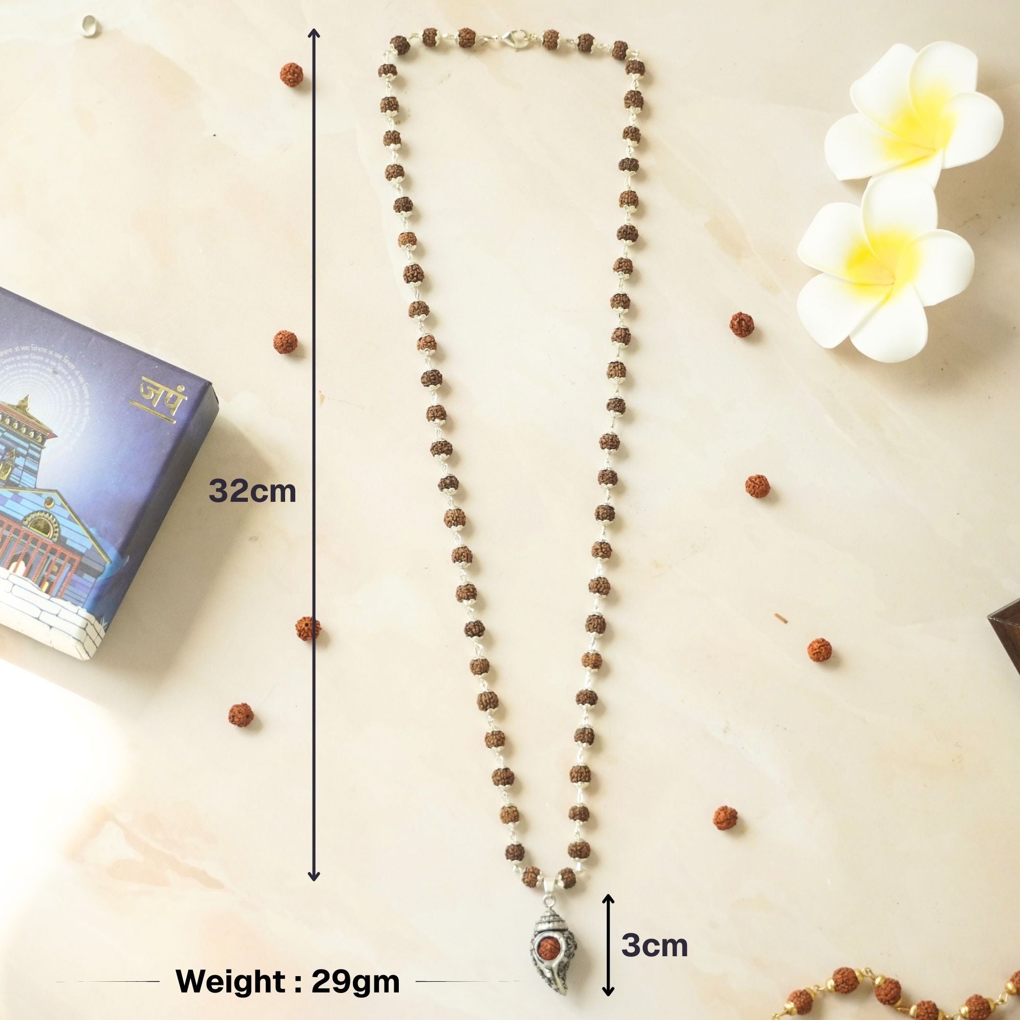 Silver Plated Shiv Shankh Rudraksha Mala - Image 5