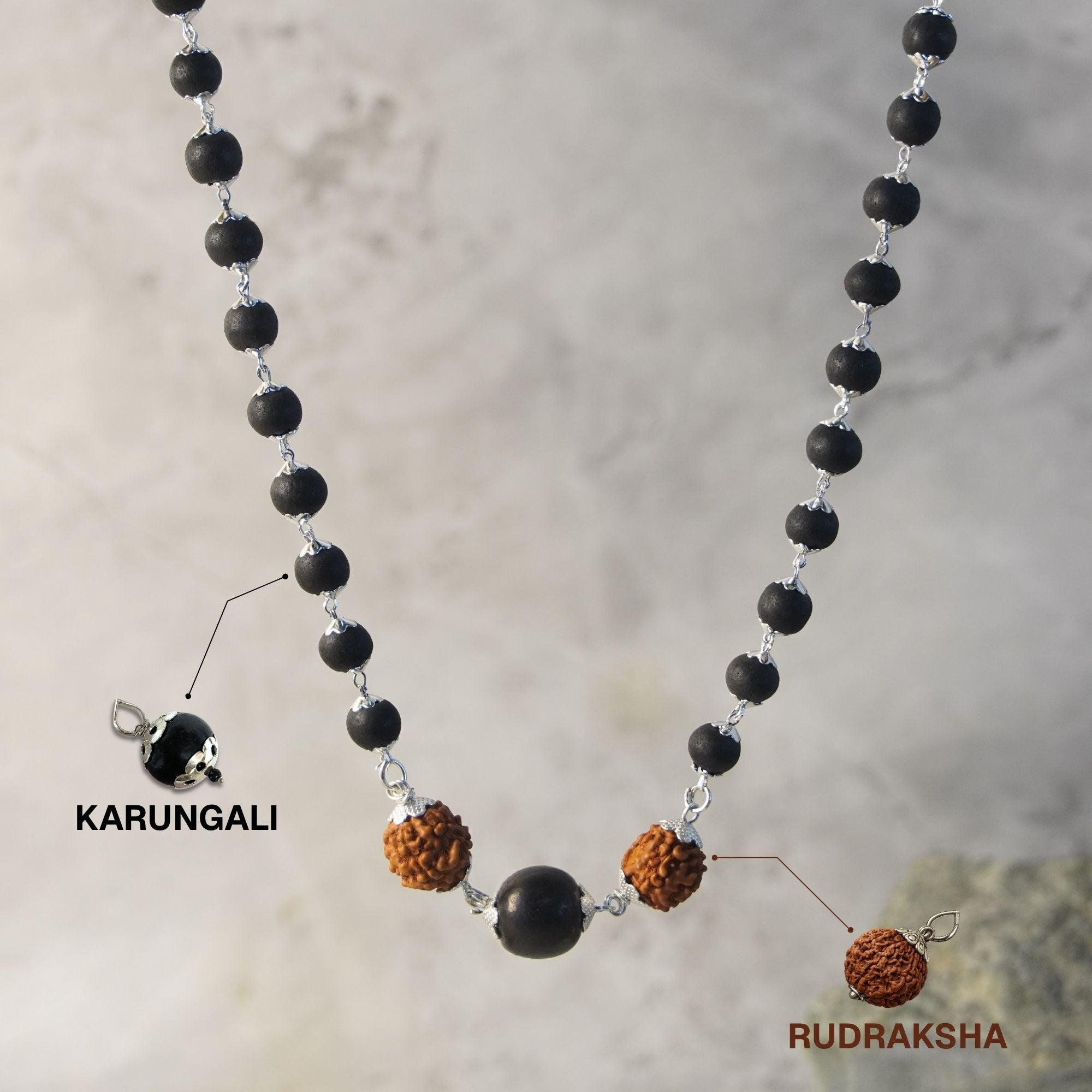 Silver Plated Trishakti Karungali Mala - Image 2