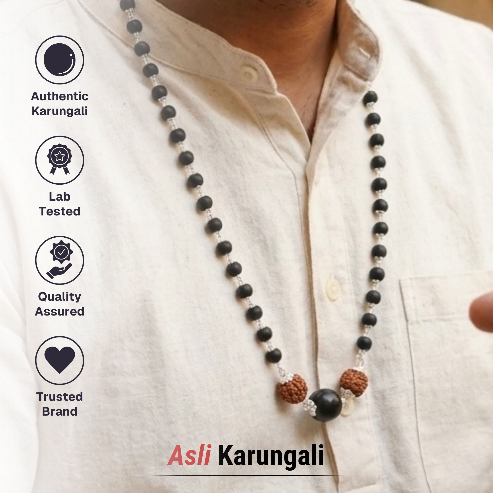Silver Plated Trishakti Karungali Mala - Image 4