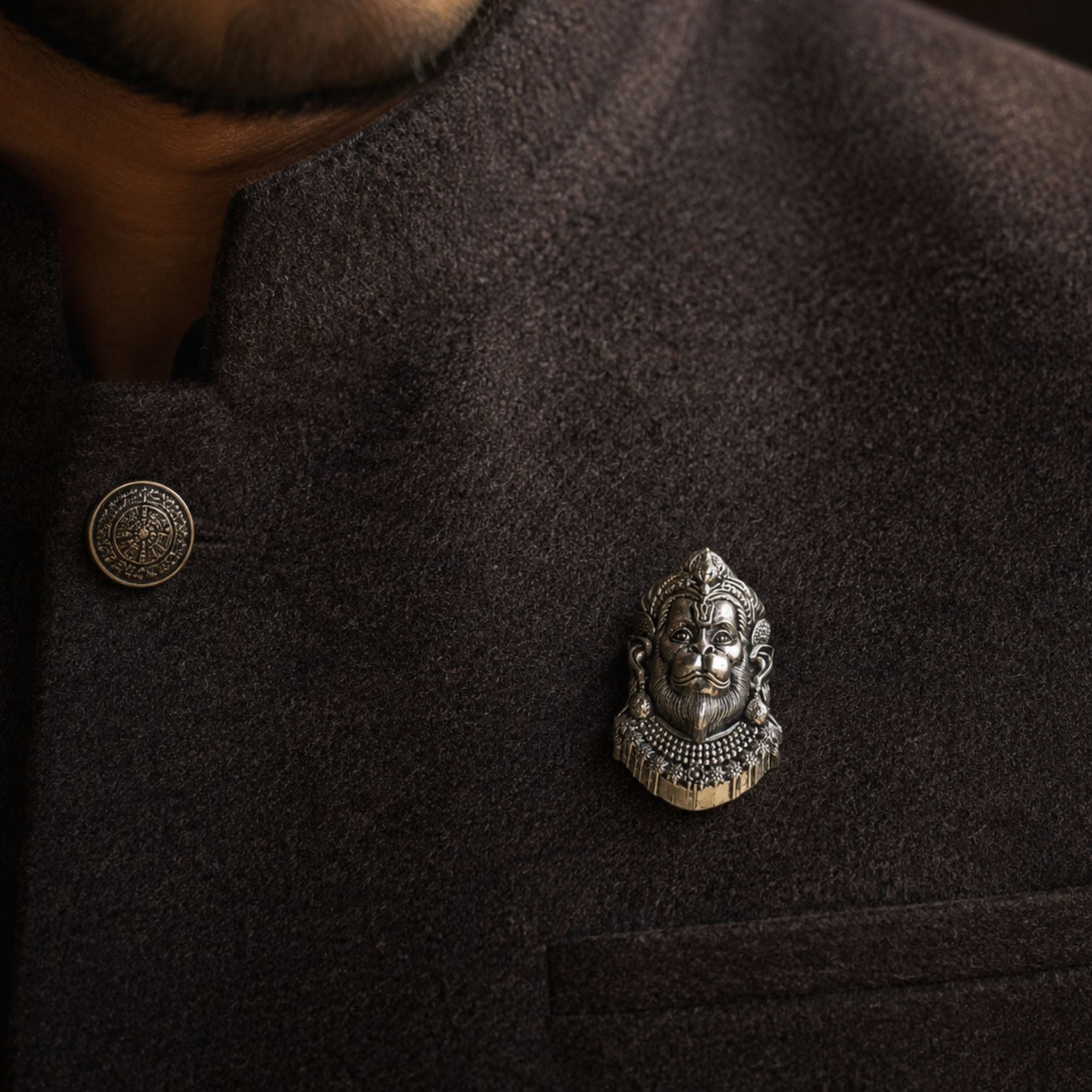 Silver Plated Veer Hanuman Brooch - Image 5