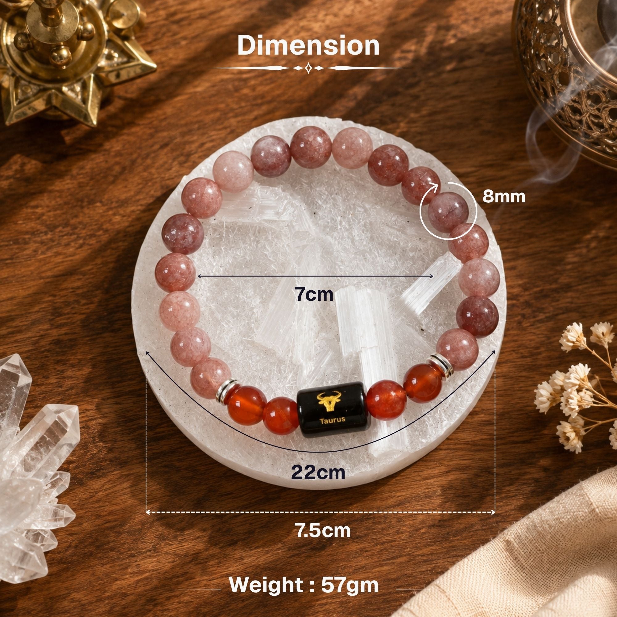 Sunstone & Carnelian Zodiac Band for Taurus (वृषभ राशि) - Image 3