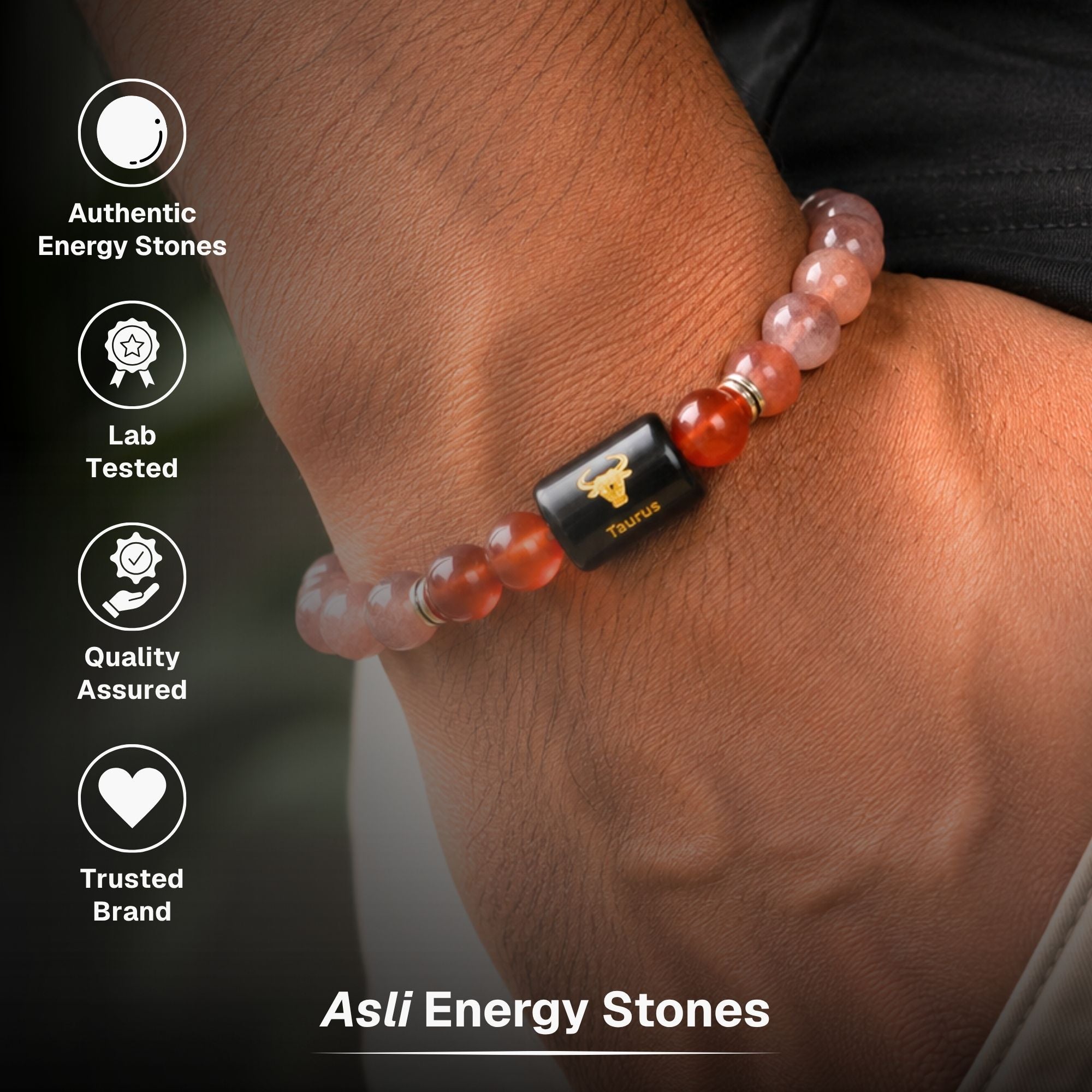 Sunstone & Carnelian Zodiac Band for Taurus (वृषभ राशि) - Image 7