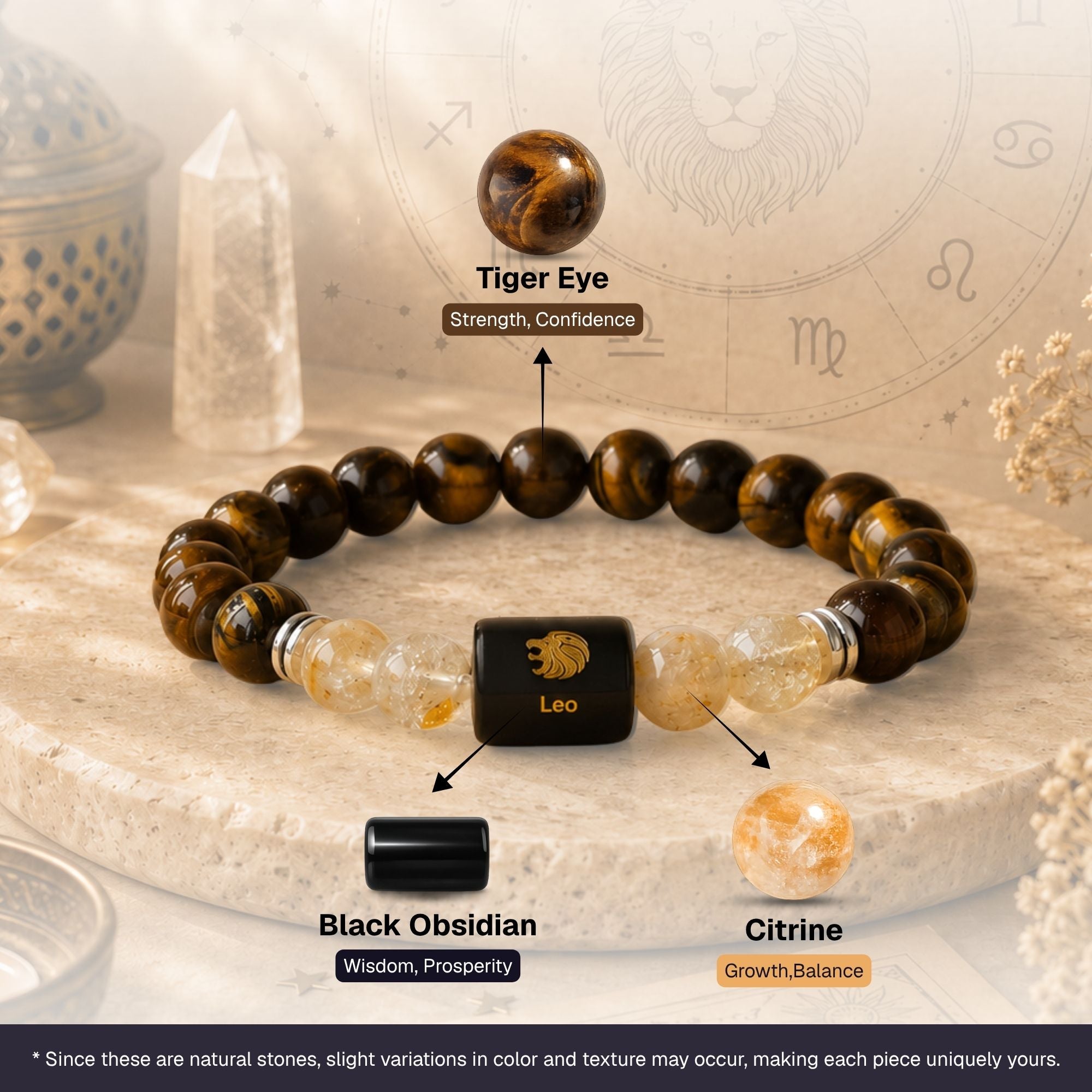 Tiger Eye & Citrine Zodiac Band for Leo (सिंह राशि) - Image 2