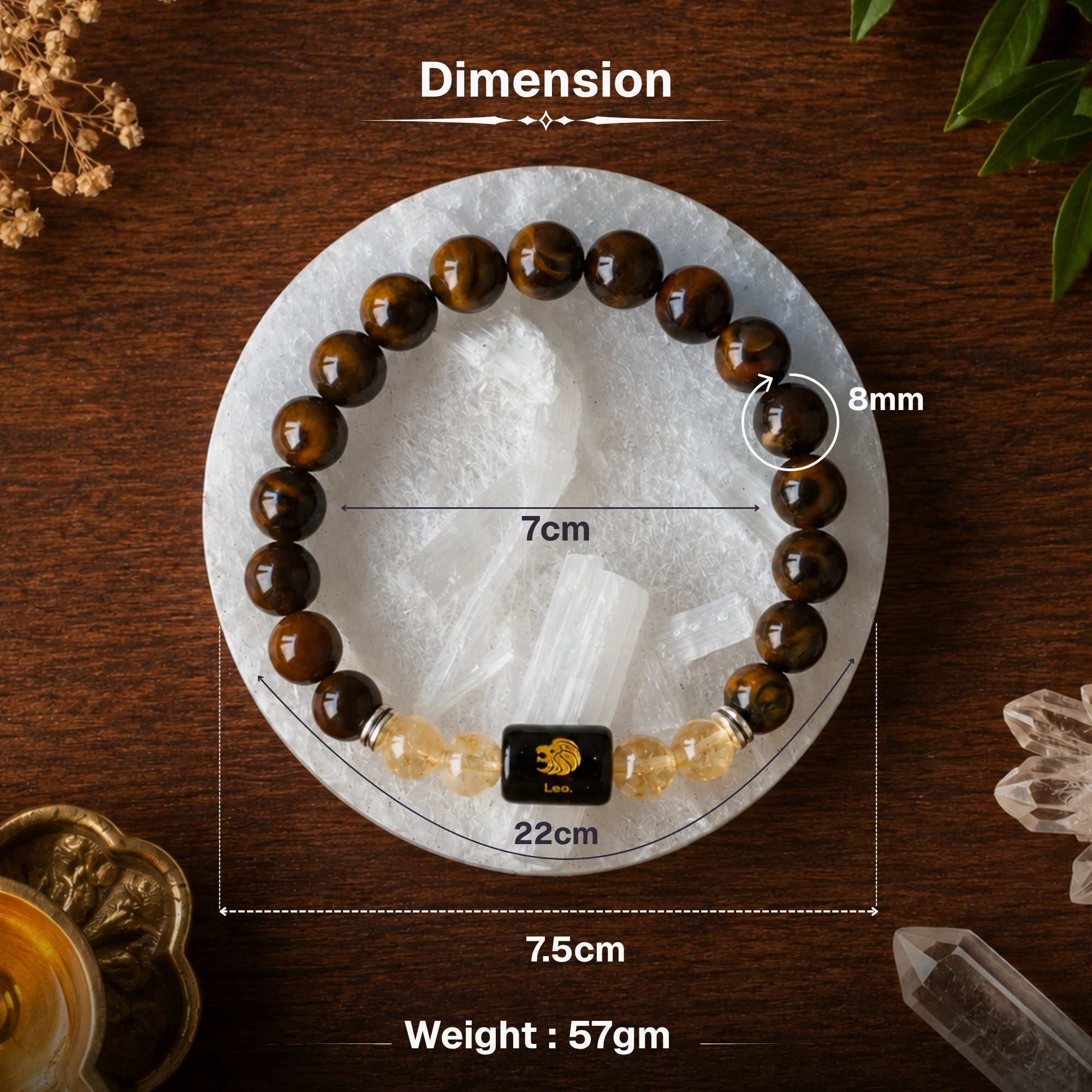 Tiger Eye & Citrine Zodiac Band for Leo (सिंह राशि) - Image 3