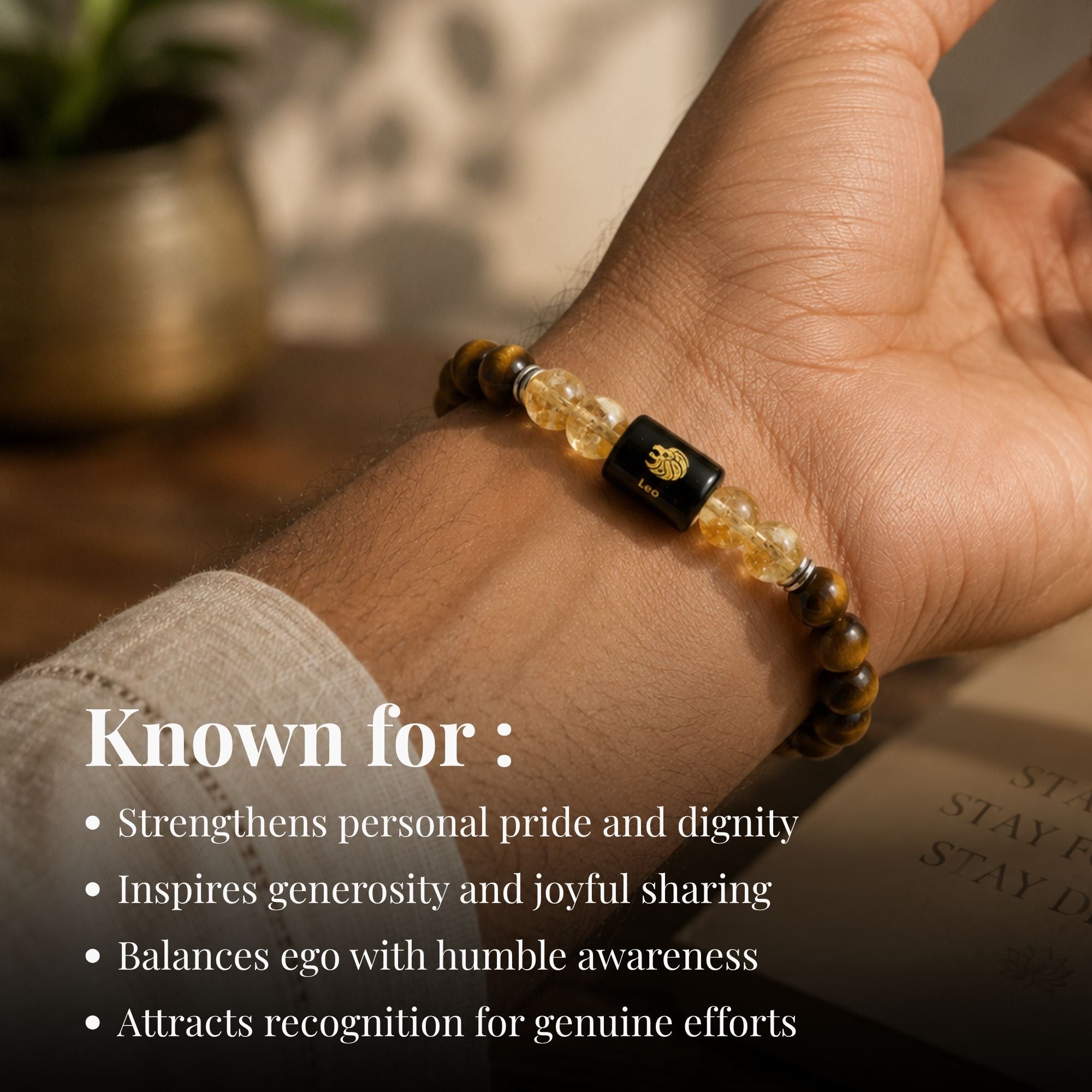 Tiger Eye & Citrine Zodiac Band for Leo (सिंह राशि) - Image 5