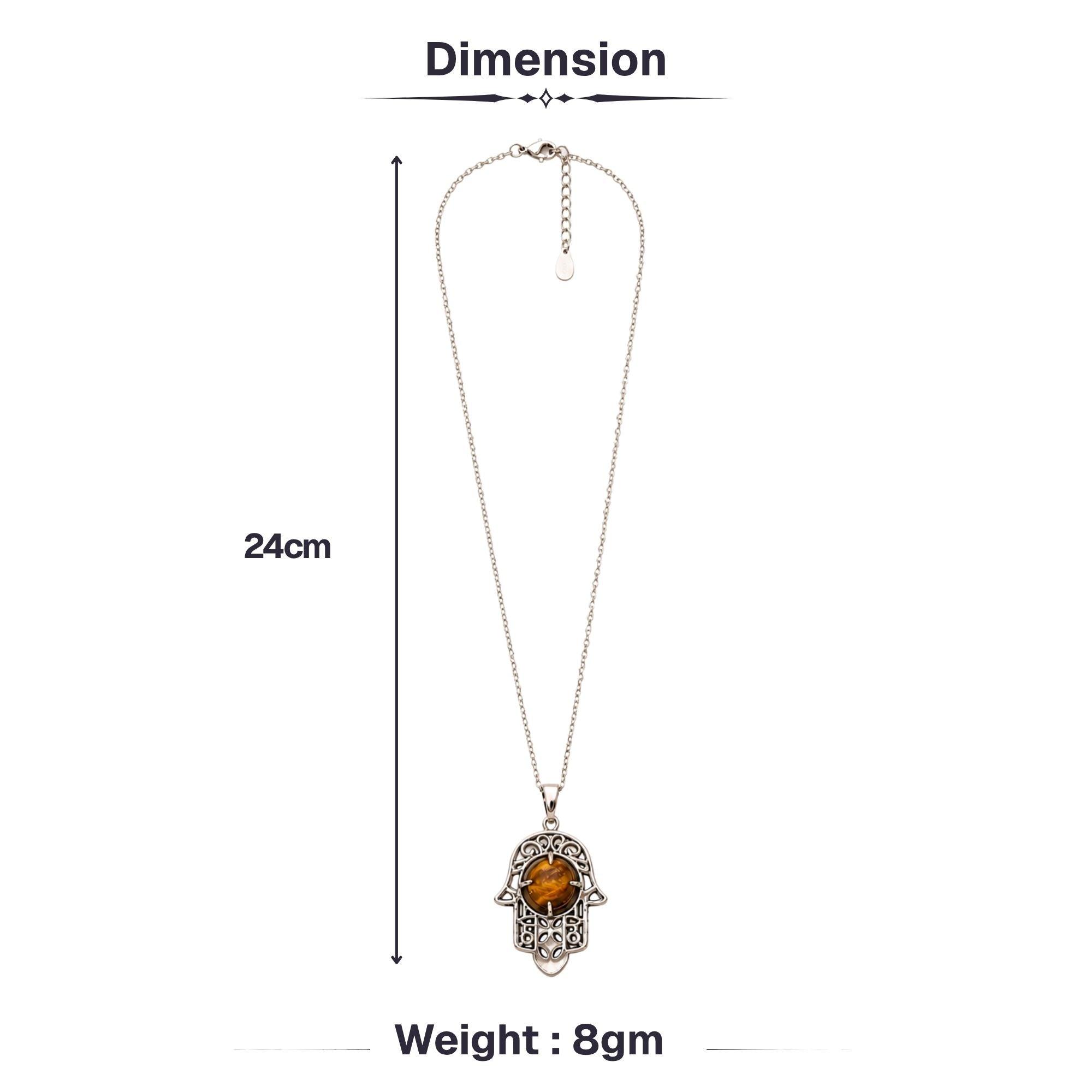 Tiger Eye Hamsa Hand Necklace - Image 5