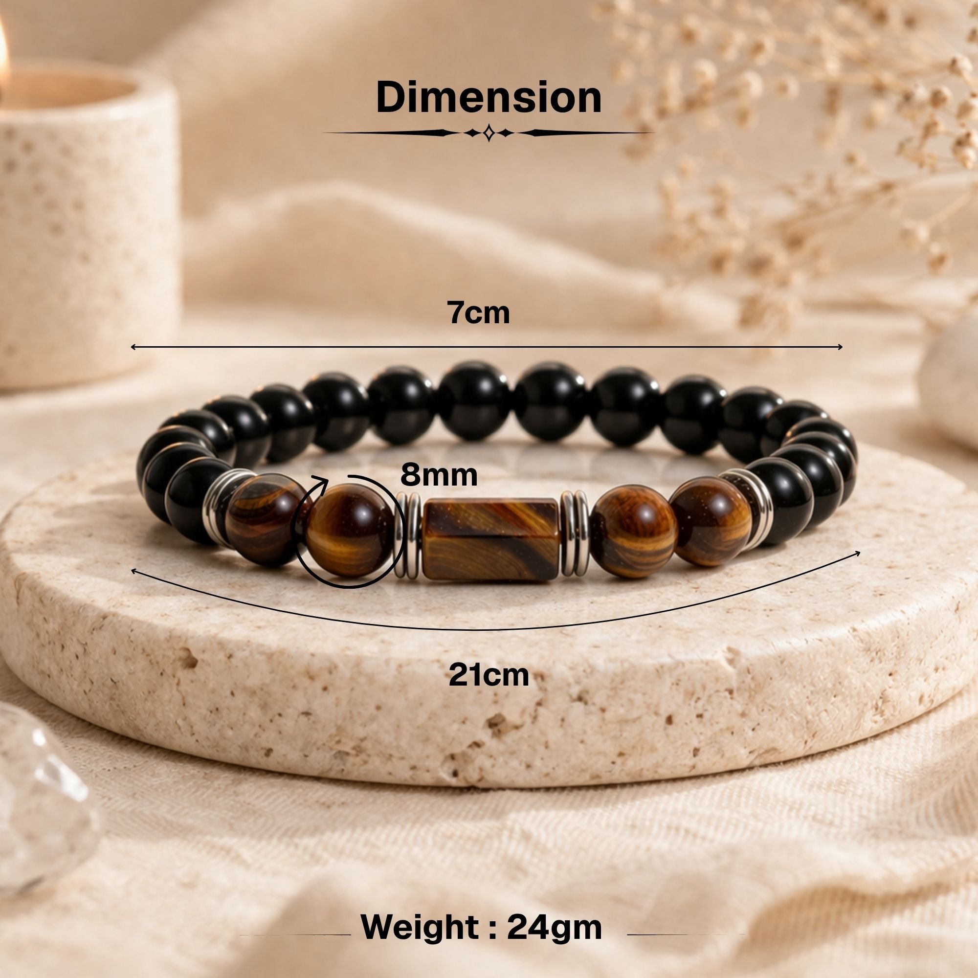 Tiger's Eye Zodiac Band – Leo (सिंह राशि) - Image 4